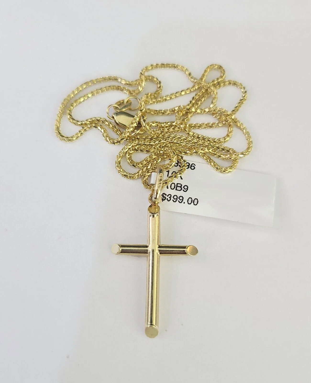 10K Solid Franco Chain Jesus Cross Pendant Charm Necklace 16"-24" 1mm Ladies - Image 5