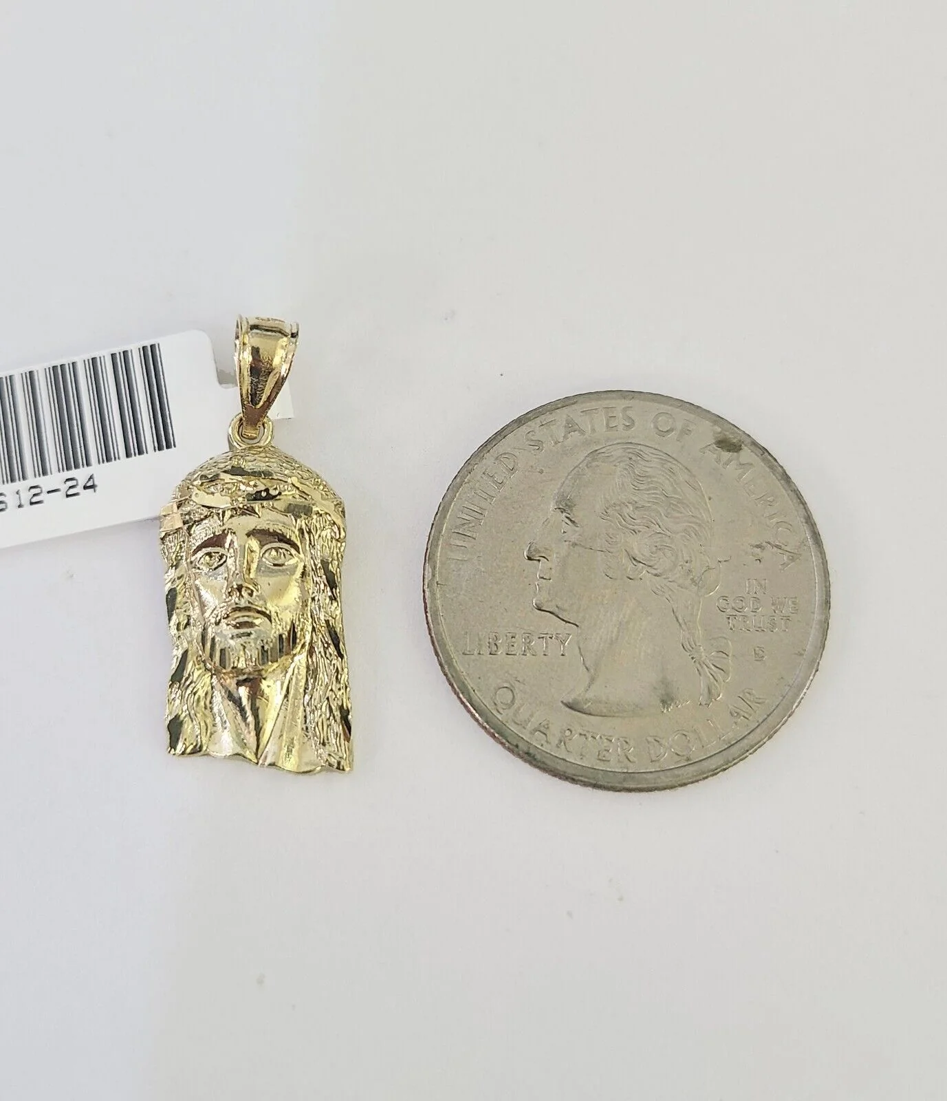 10K Solid Franco Chain Jesus Head Pendant Charm Necklace 18"-24" 1mm Gold - Image 2