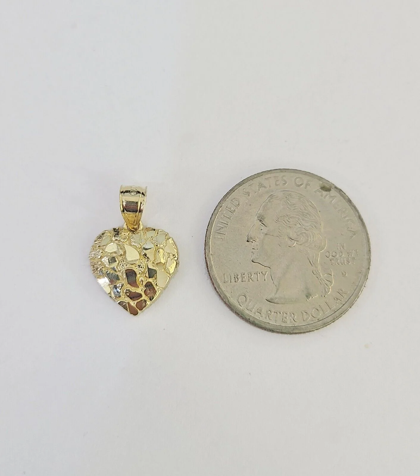 10K Solid Franco Chain Nugget Heart Pendant Charm Necklace 18"-24" 1mm Gold - Image 3