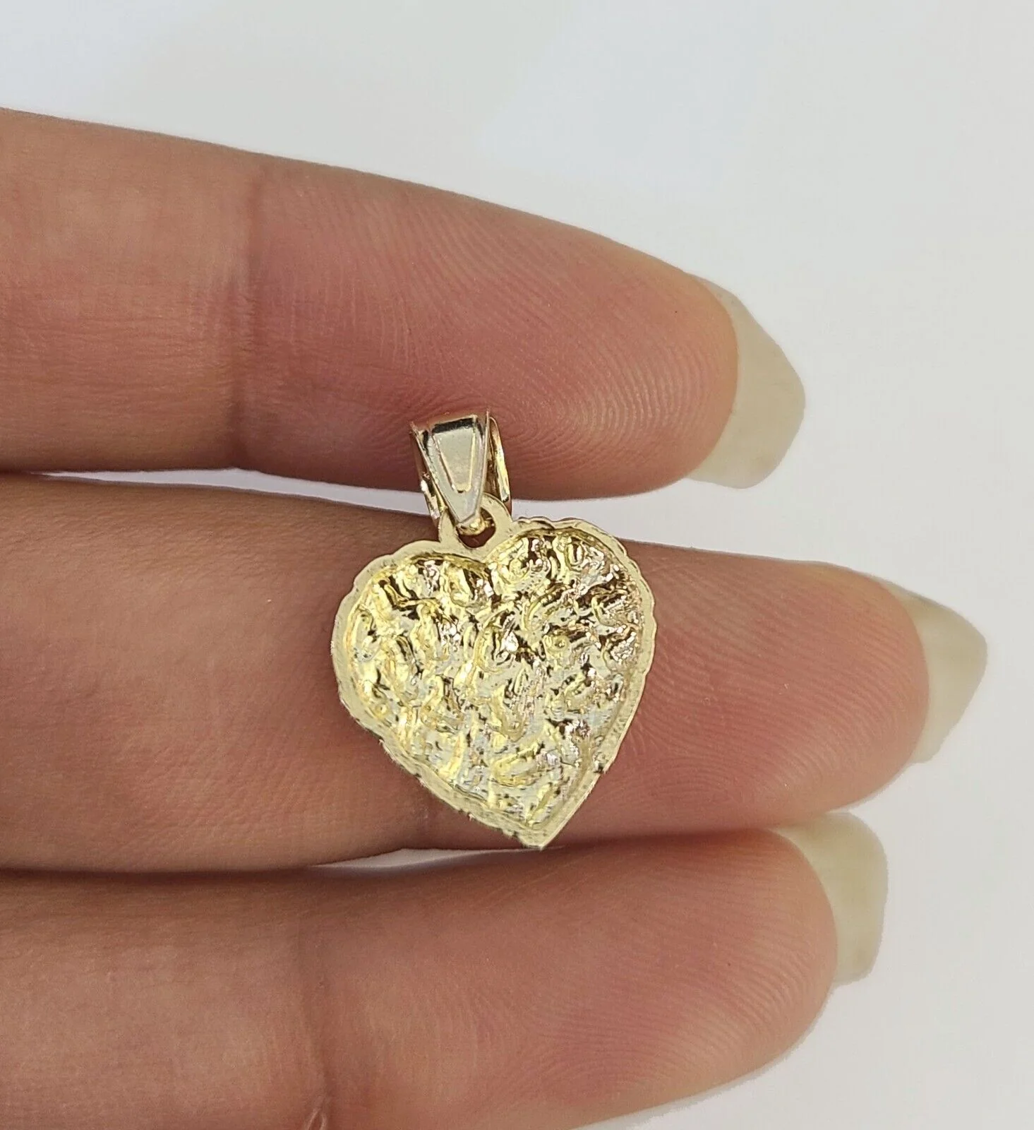 10K Solid Franco Chain Nugget Heart Pendant Charm Necklace 18"-24" 1mm Gold - Image 7