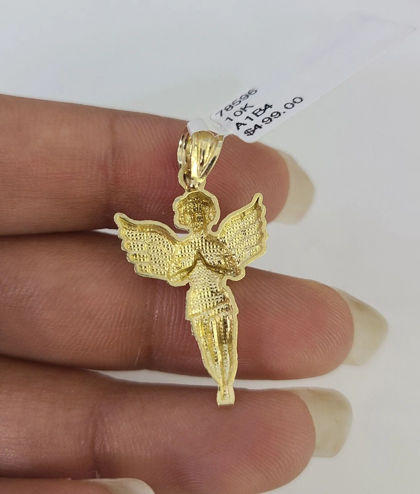 10K Solid Franco Chain Praying Angel Pendant Charm Necklace 18"-24" 1mm Gold - Image 6