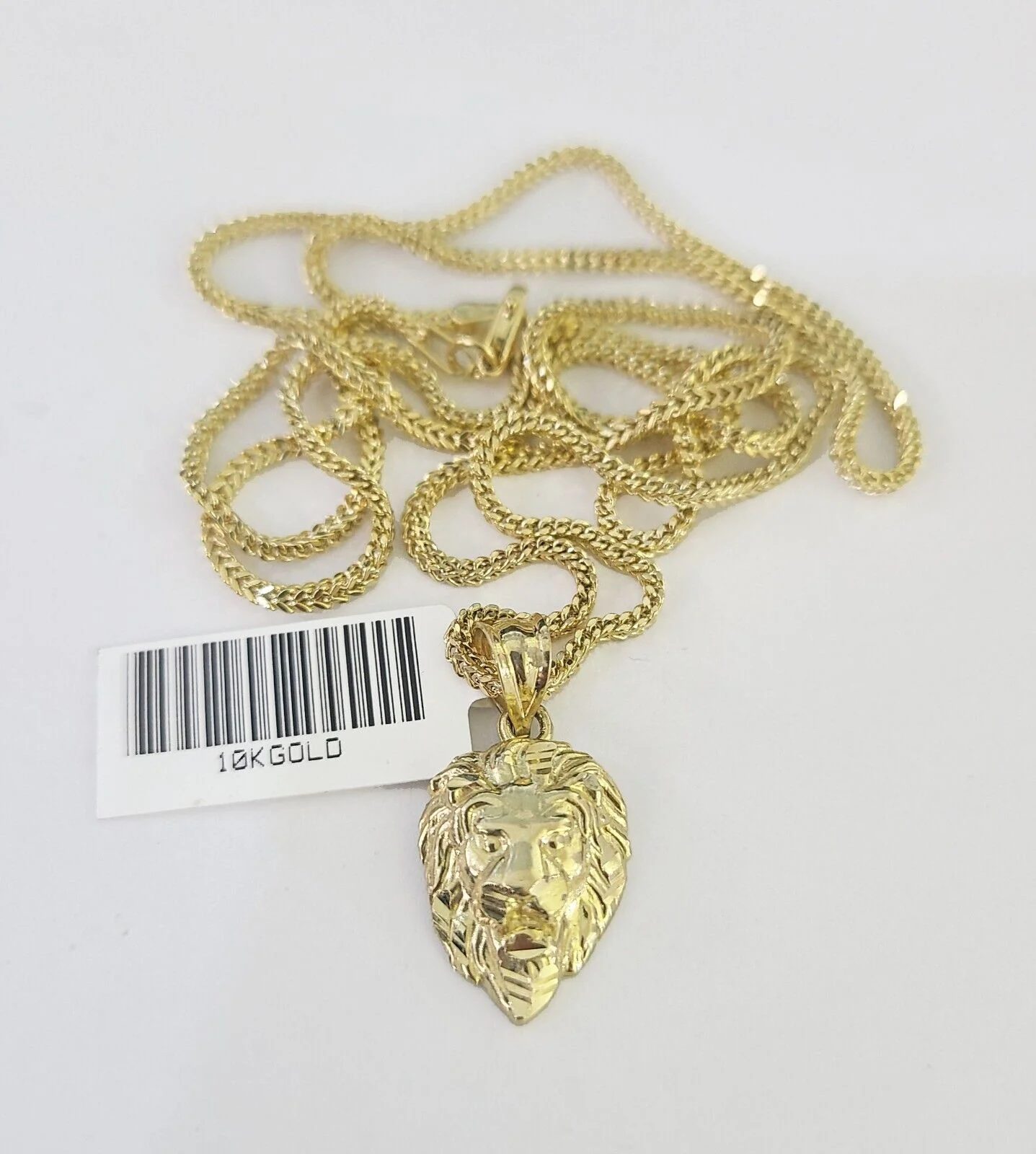 10K Solid Franco Chain Roaring Lion Pendant Charm Necklace 18"-24" 1mm Gold - Image 5