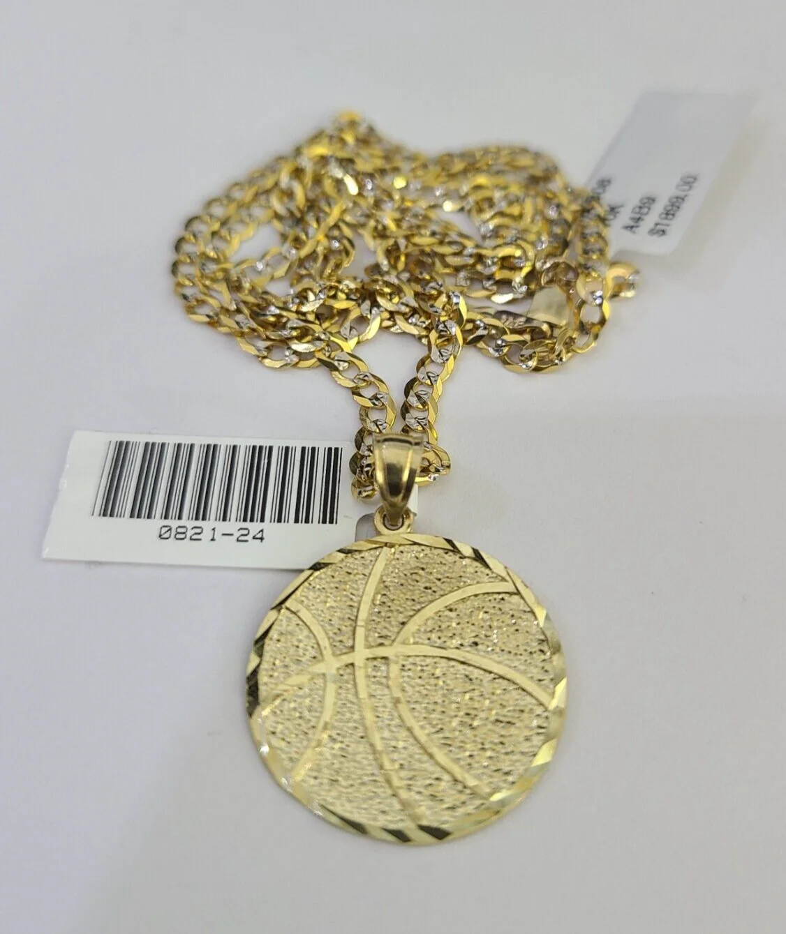 10k Solid Gold Cuban Curb Chain Basket Ball Pendant 2.5mm 18"-26" SET Necklace - Image 4