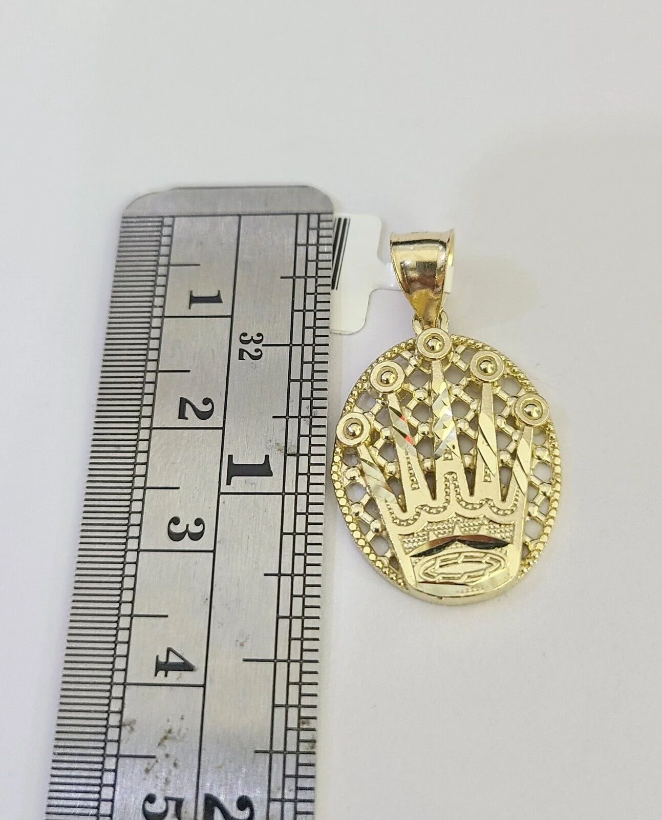 10k Solid Gold Cuban Curb Chain Crown Pendant 2.5mm 18"-26" SET Necklace - Image 2