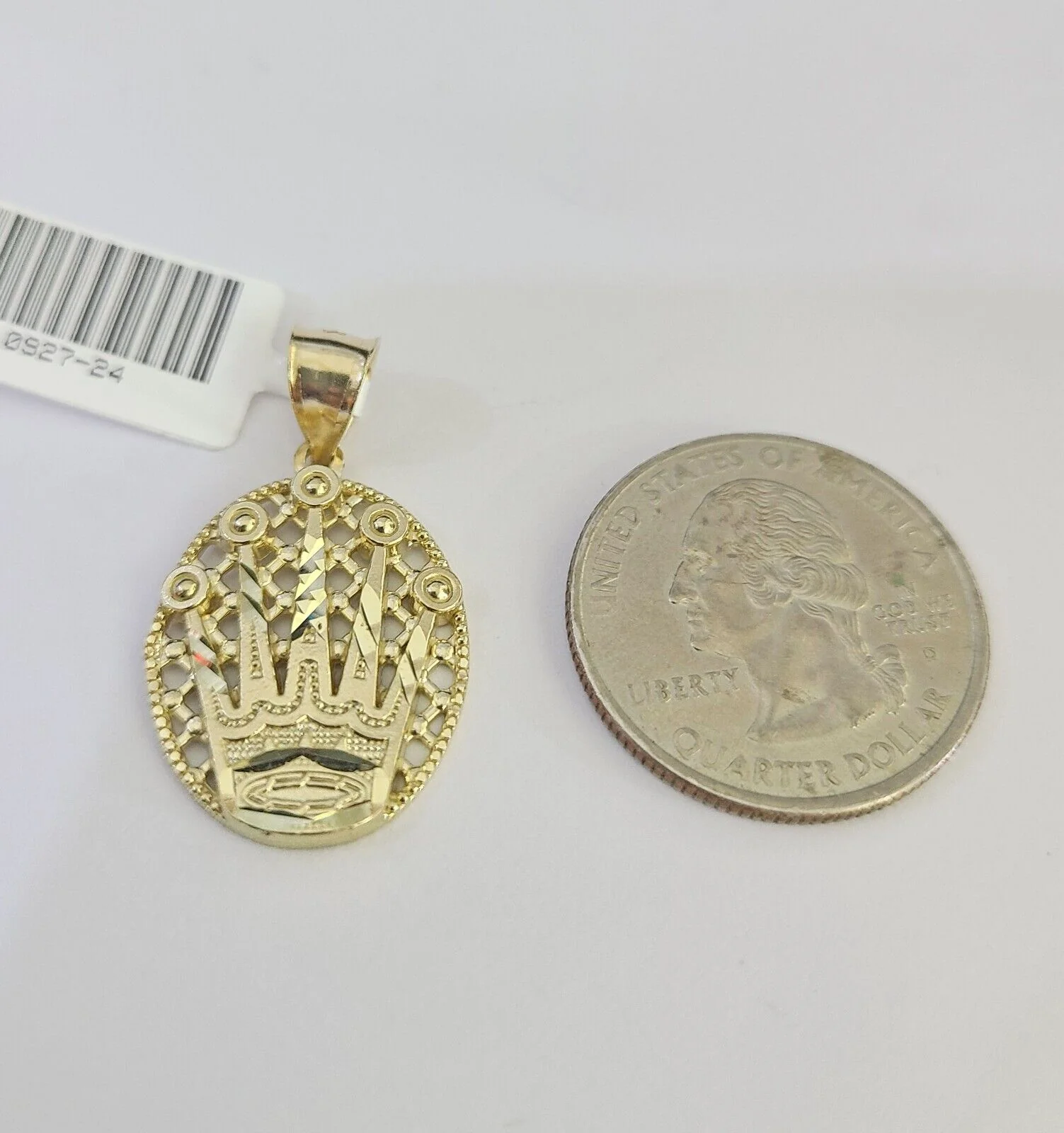 10k Solid Gold Cuban Curb Chain Crown Pendant 2.5mm 18"-26" SET Necklace - Image 4