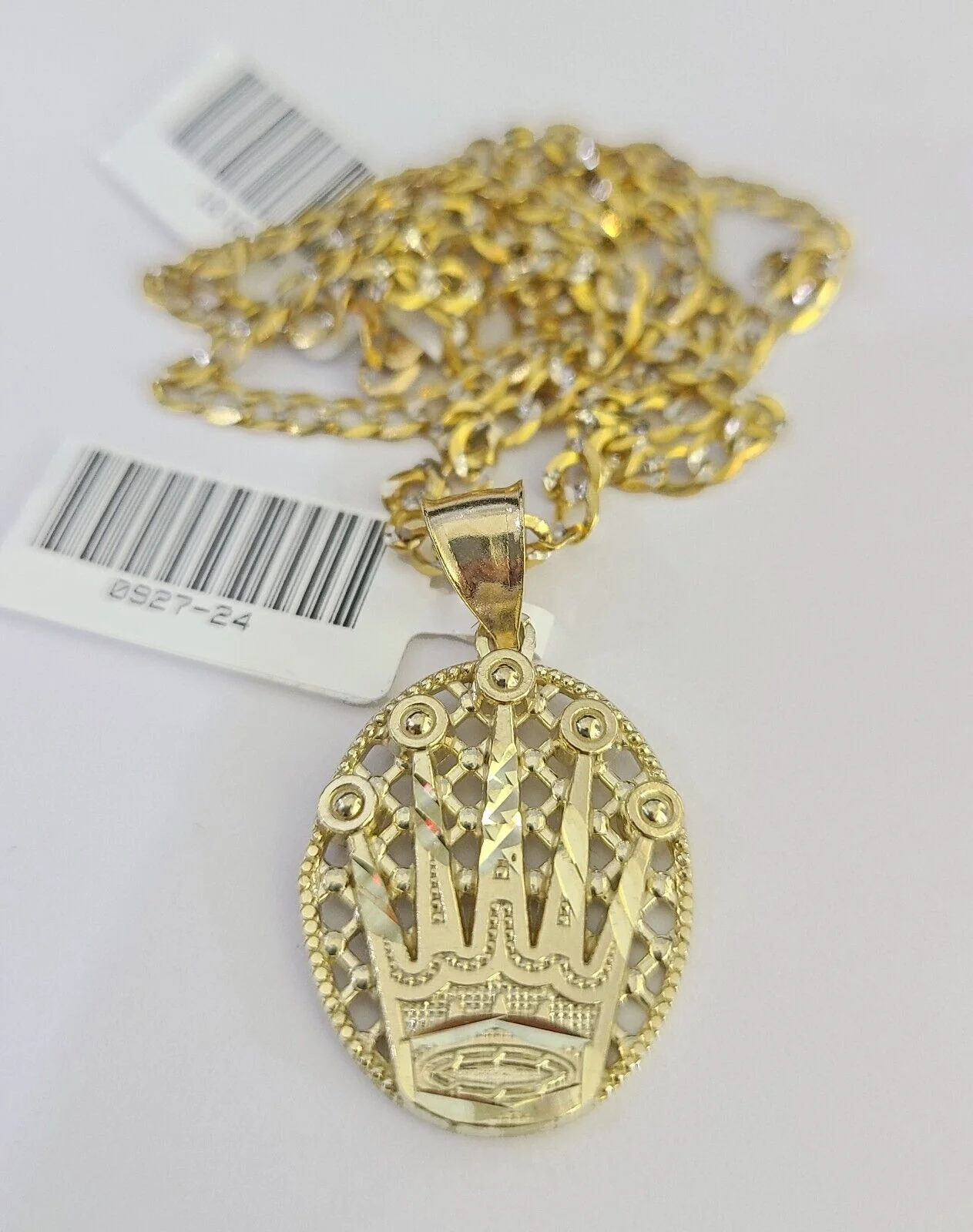 10k Solid Gold Cuban Curb Chain Crown Pendant 2.5mm 18"-26" SET Necklace - Image 6