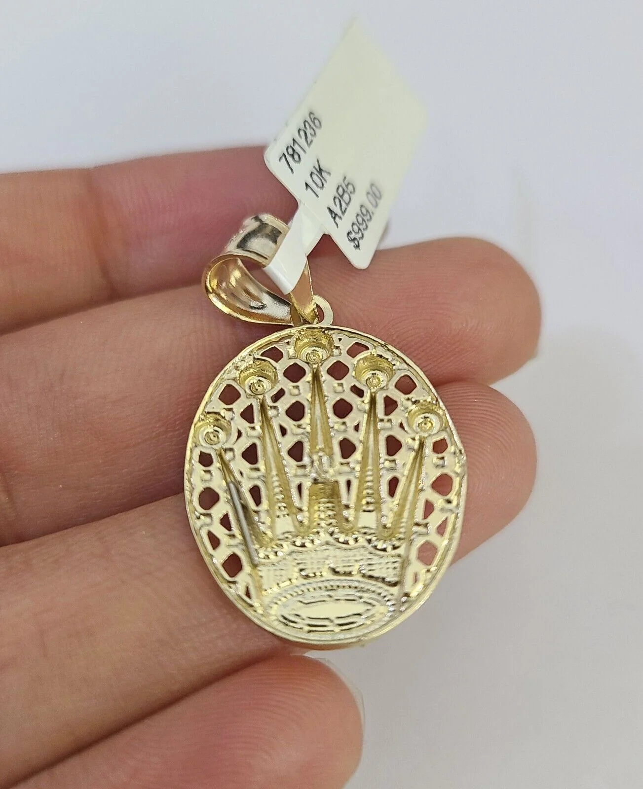 10k Solid Gold Cuban Curb Chain Crown Pendant 2.5mm 18"-26" SET Necklace - Image 8