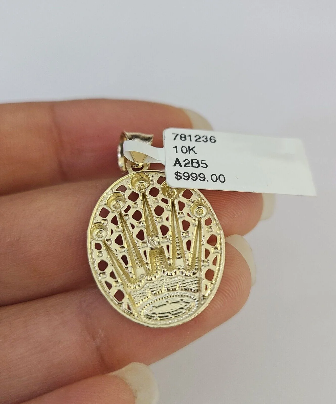 10k Solid Gold Cuban Curb Chain Crown Pendant 2mm 18"-24" SET Necklace - Image 8