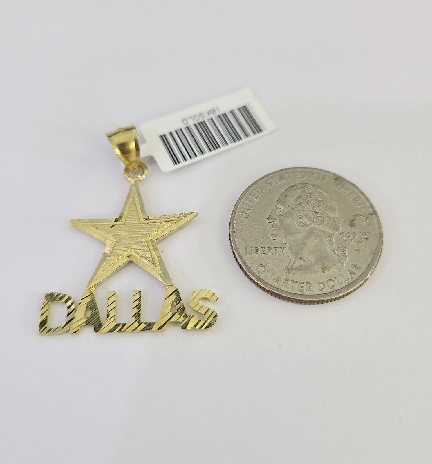 10k Solid Gold Cuban Curb Chain Dallas Star Pendant 2mm 18"-24" SET Necklace - Image 5