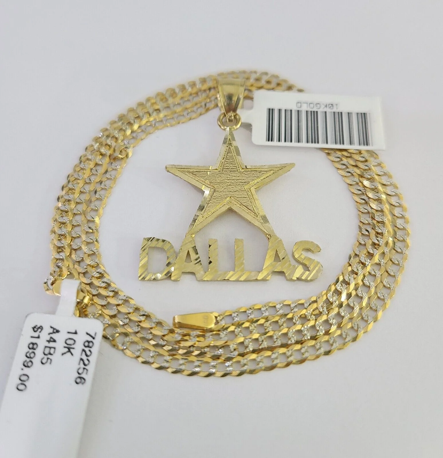 10k Solid Gold Cuban Curb Chain Dallas Star Pendant 2mm 18"-24" SET Necklace - Image 7