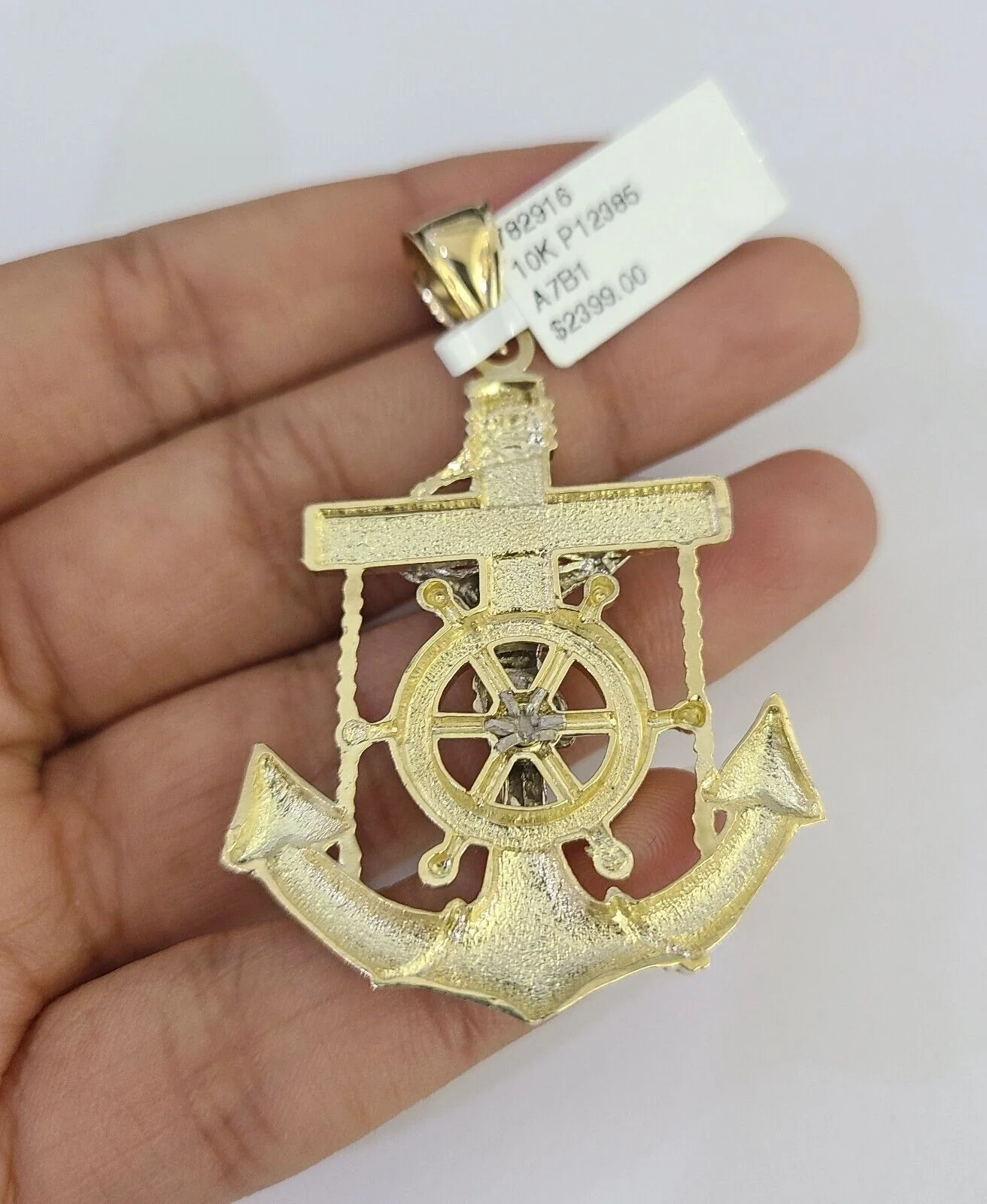 10k Solid Gold Cuban Curb Chain Jesus Anchor Pendant 6mm 20"-30" SET Necklace - Image 6
