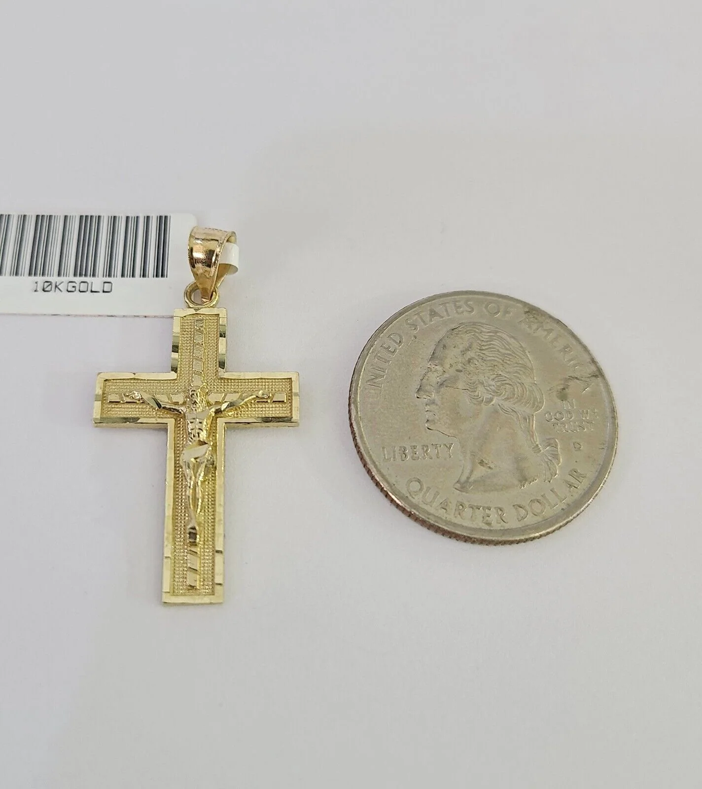 10k Solid Gold Cuban Curb Chain Jesus Cross Pendant 2mm 18"-24" SET Necklace - Image 2