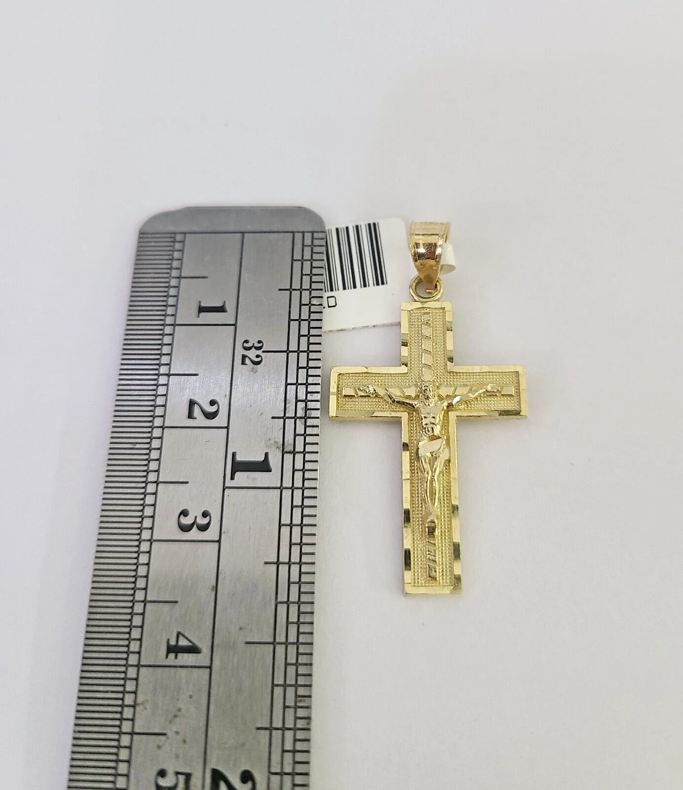 10k Solid Gold Cuban Curb Chain Jesus Cross Pendant 2mm 18"-24" SET Necklace - Image 4