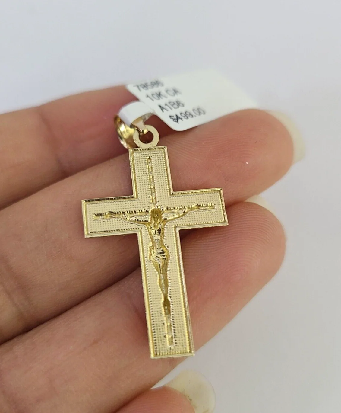 10k Solid Gold Cuban Curb Chain Jesus Cross Pendant 2mm 18"-24" SET Necklace - Image 7
