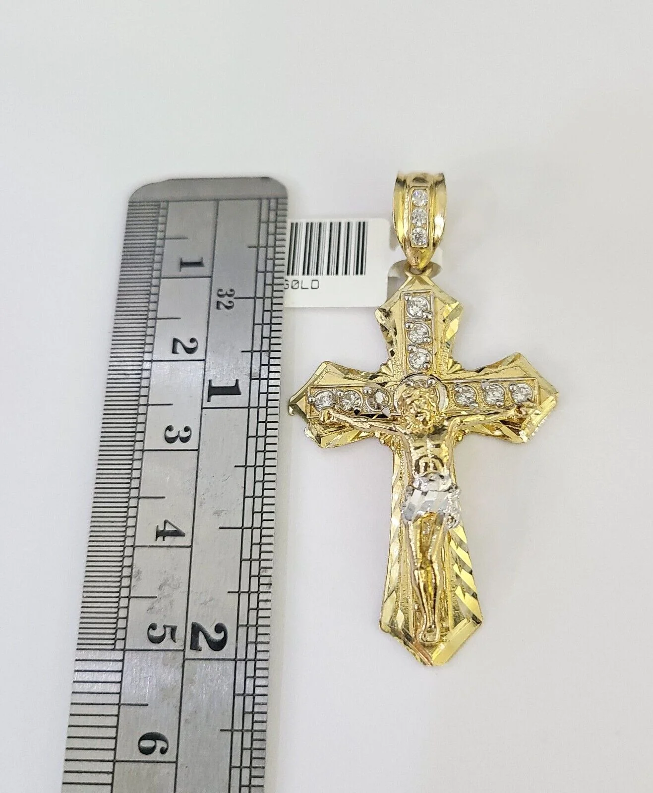 10k Solid Gold Cuban Curb Chain Jesus Cross Pendant 6mm 20"-30" SET Necklace - Image 3