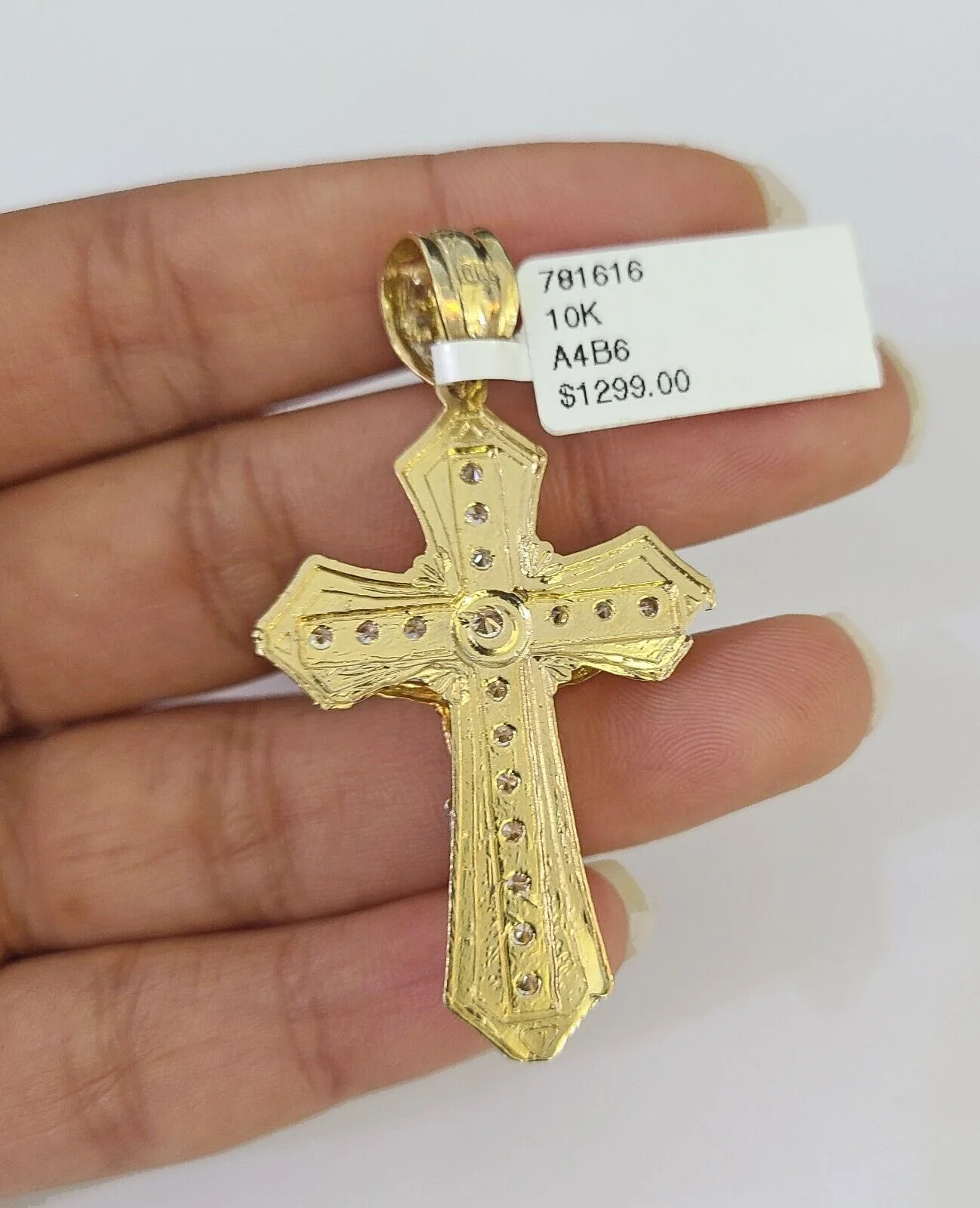 10k Solid Gold Cuban Curb Chain Jesus Cross Pendant 6mm 20"-30" SET Necklace - Image 7