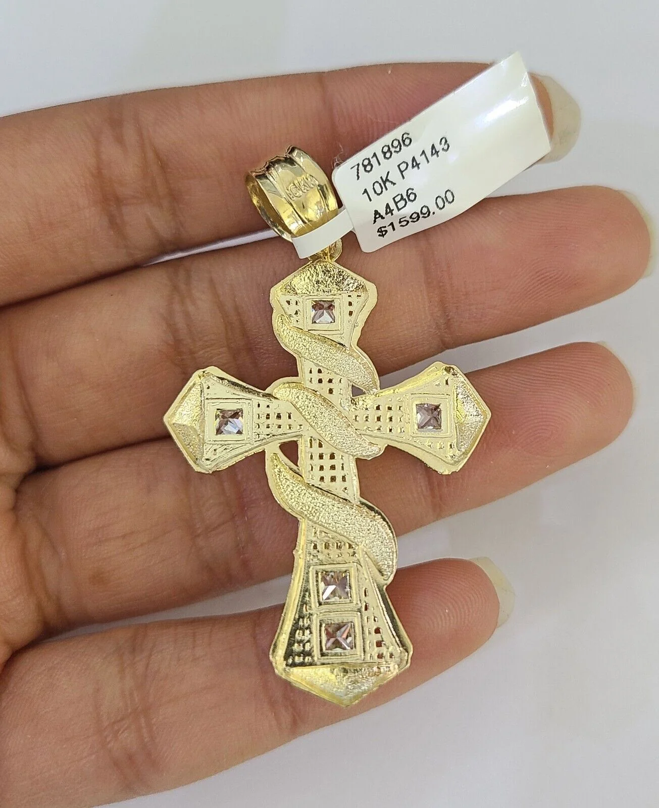 10k Solid Gold Cuban Curb Chain Jesus Cross Pendant 6mm 20"-30" SET Necklace - Image 7