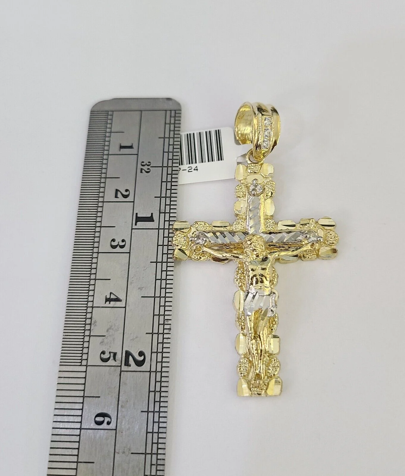10k Solid Gold Cuban Curb Chain Jesus Cross Pendant 6mm 20"-30" SET Necklace - Image 4