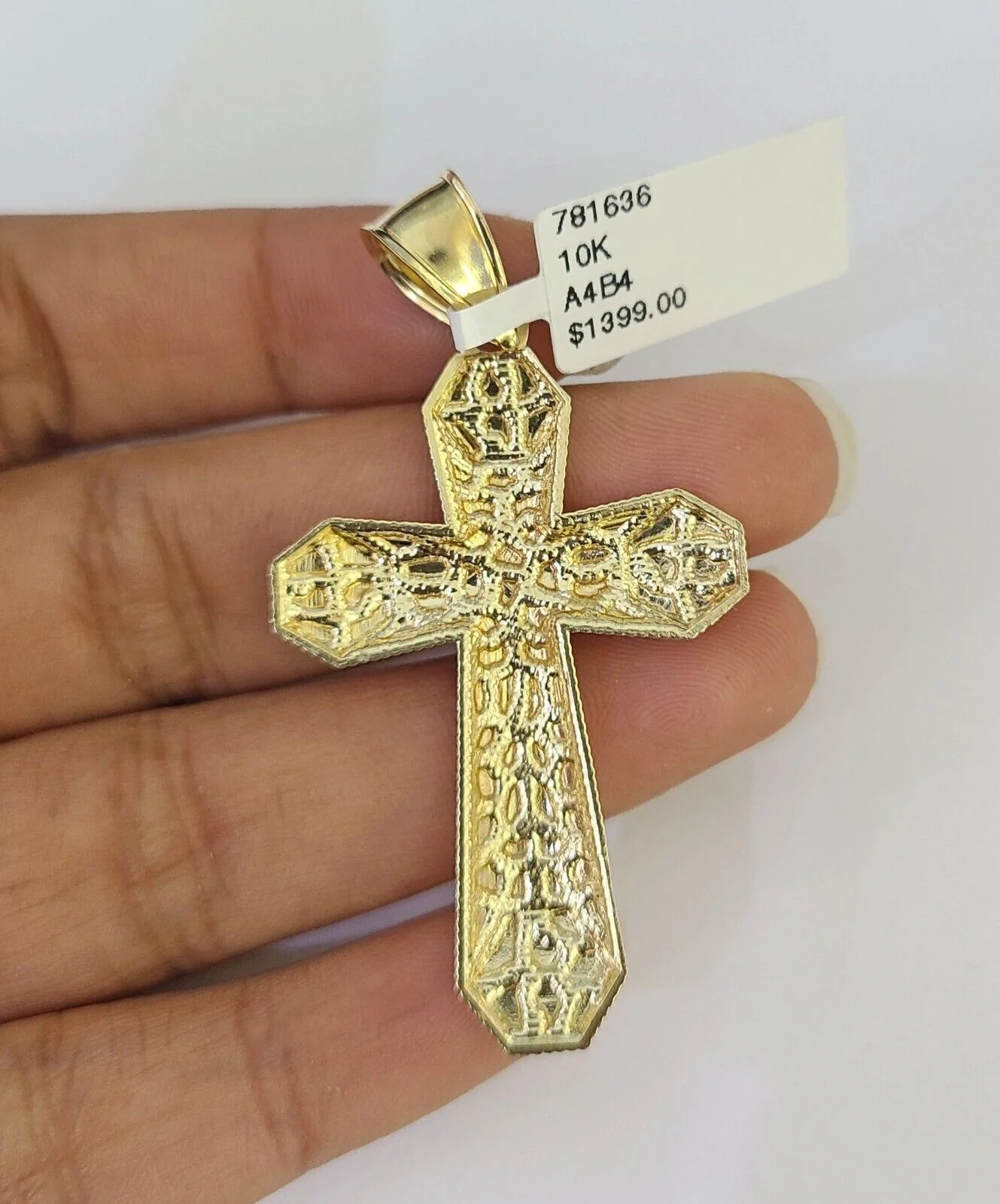 10k Solid Gold Cuban Curb Chain Jesus Cross Pendant 6mm 20"-30" SET Necklace - Image 6