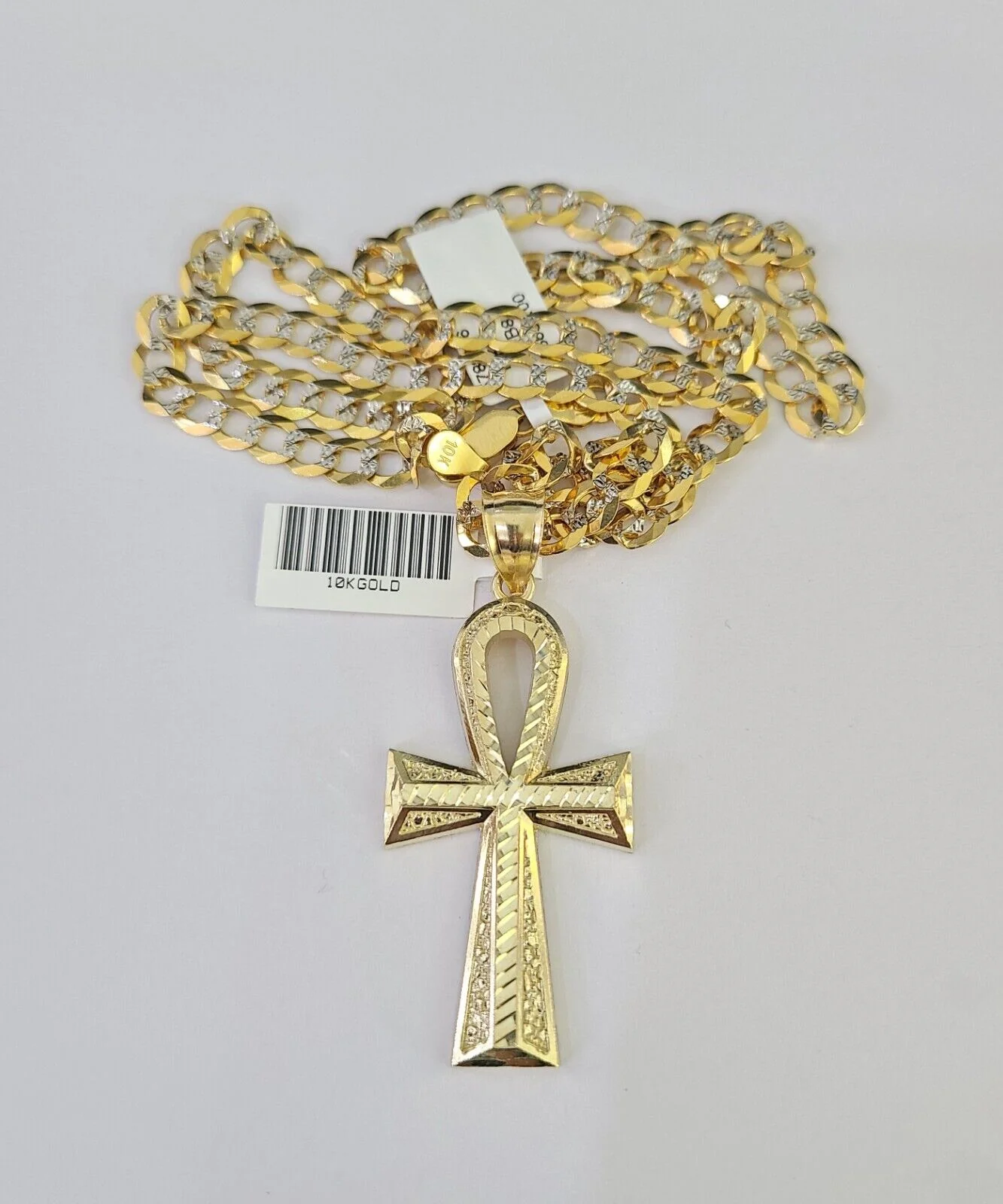 10k Solid Gold Cuban Curb Chain Jesus Cross Pendant 6mm 20"-30" SET Necklace - Image 6