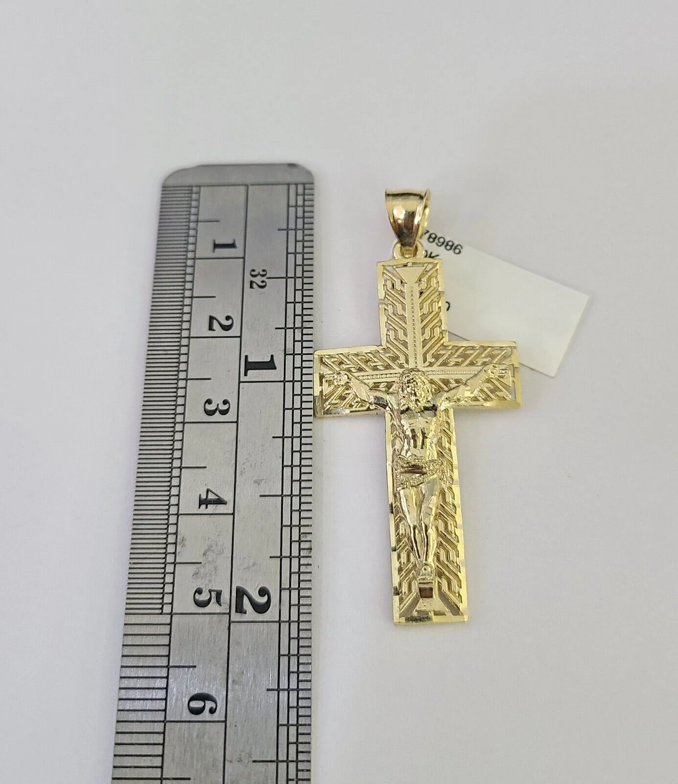 10k Solid Gold Cuban Curb Chain Jesus Cross Pendant 6mm 20"-30" SET Necklace - Image 3