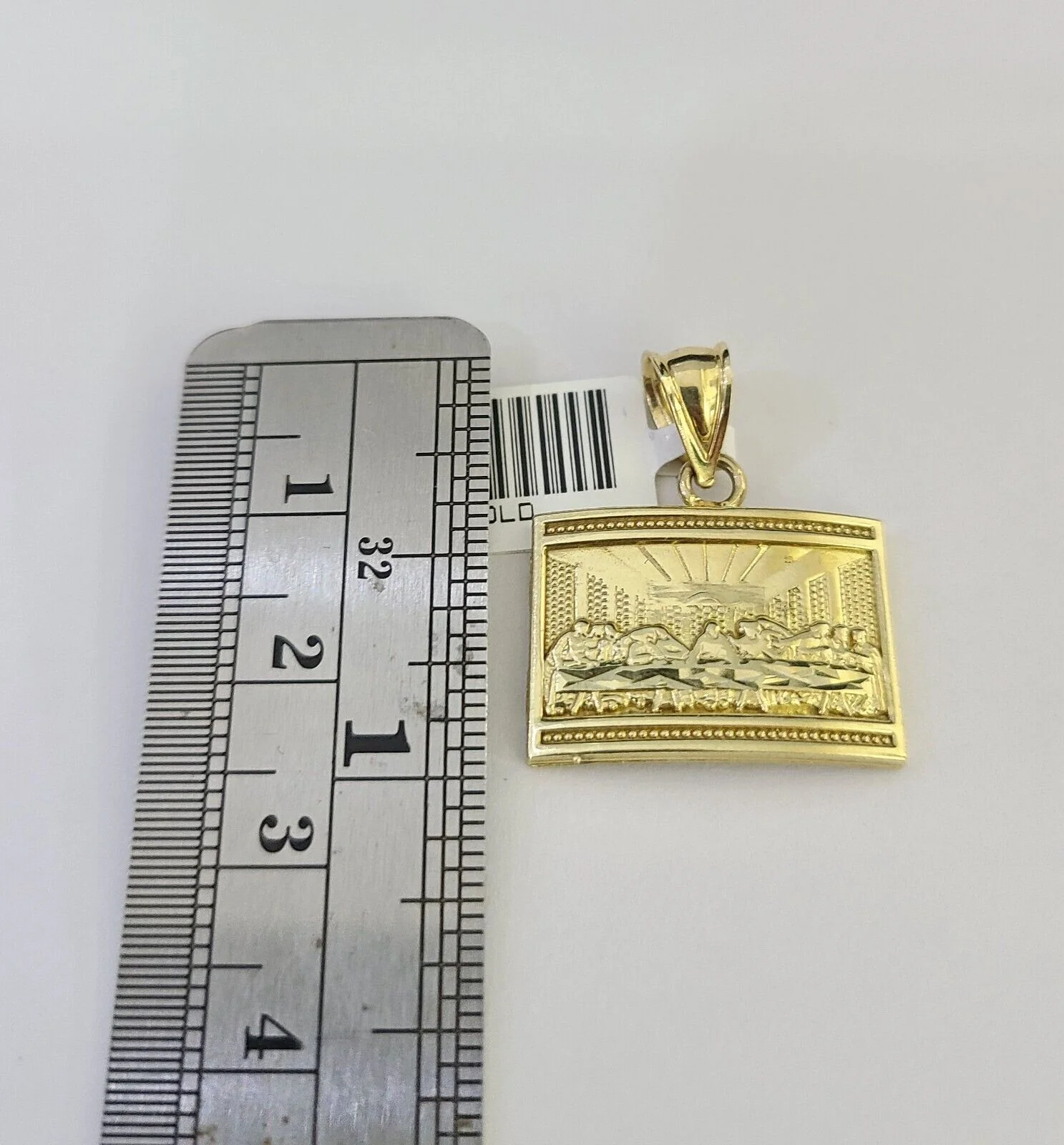 10k Solid Gold Cuban Curb Chain Last Supper Pendant 2mm 18"-24" SET Necklace - Image 3