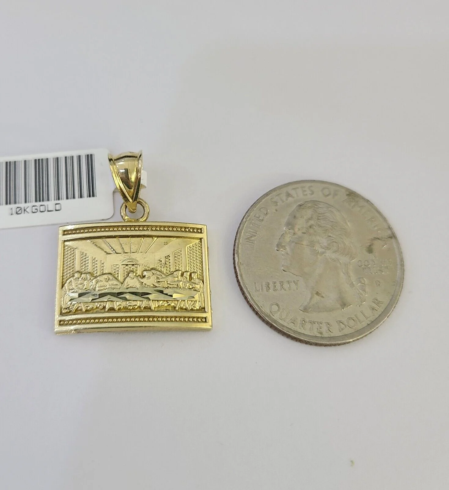 10k Solid Gold Cuban Curb Chain Last Supper Pendant 2mm 18"-24" SET Necklace - Image 5