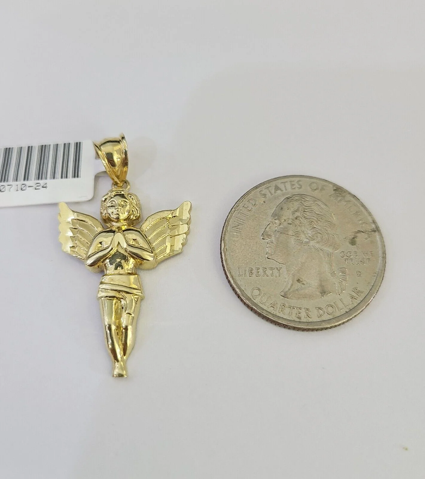 10k Solid Gold Cuban Curb Chain Praying Angel Pendant 2mm 18"-24" SET Necklace - Image 4