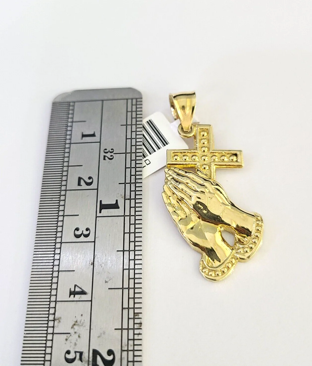 10k Solid Gold Cuban Curb Chain Praying Hands Pendant 2mm 18"-24" SET Necklace - Image 3
