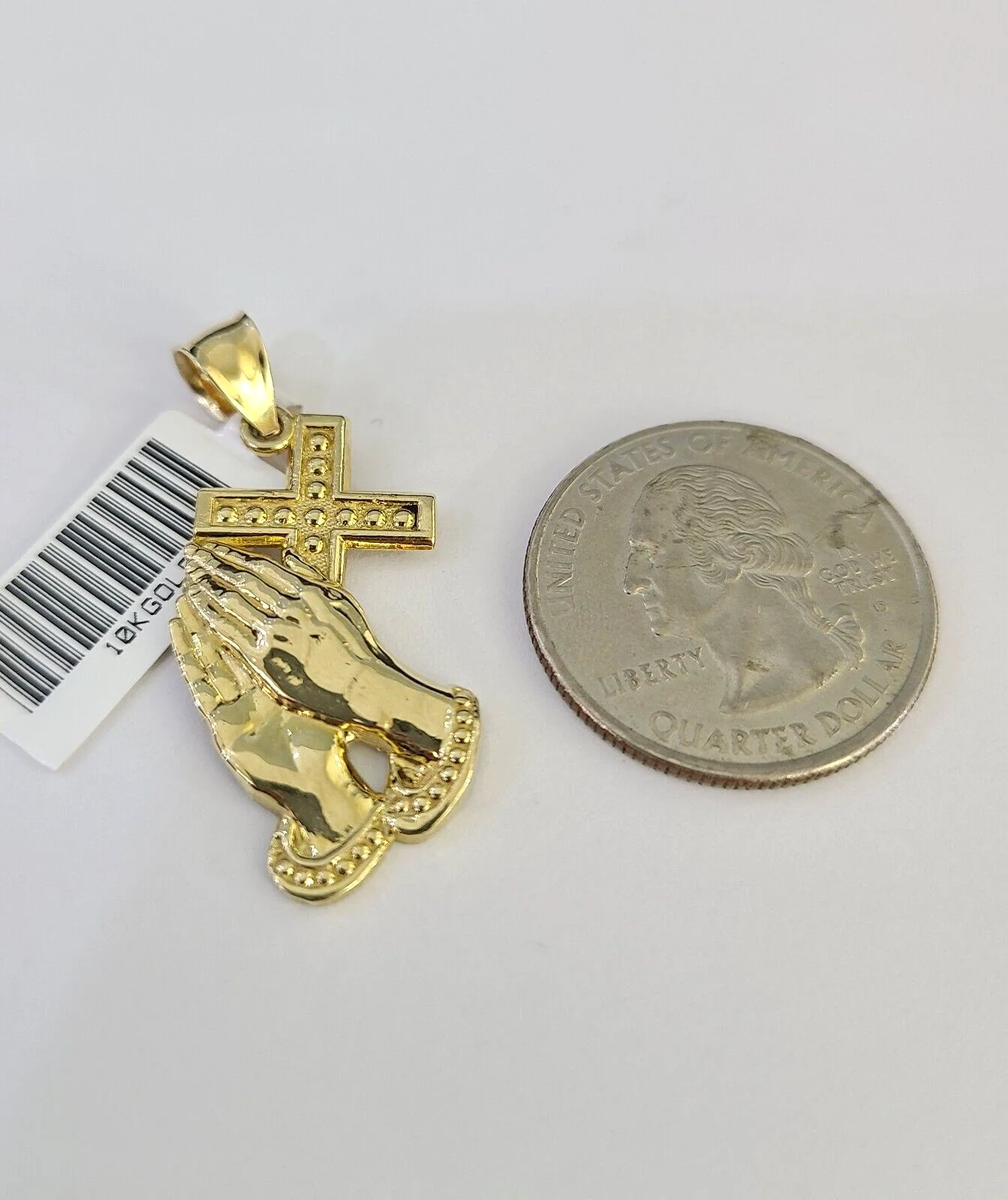 10k Solid Gold Cuban Curb Chain Praying Hands Pendant 2mm 18"-24" SET Necklace - Image 4