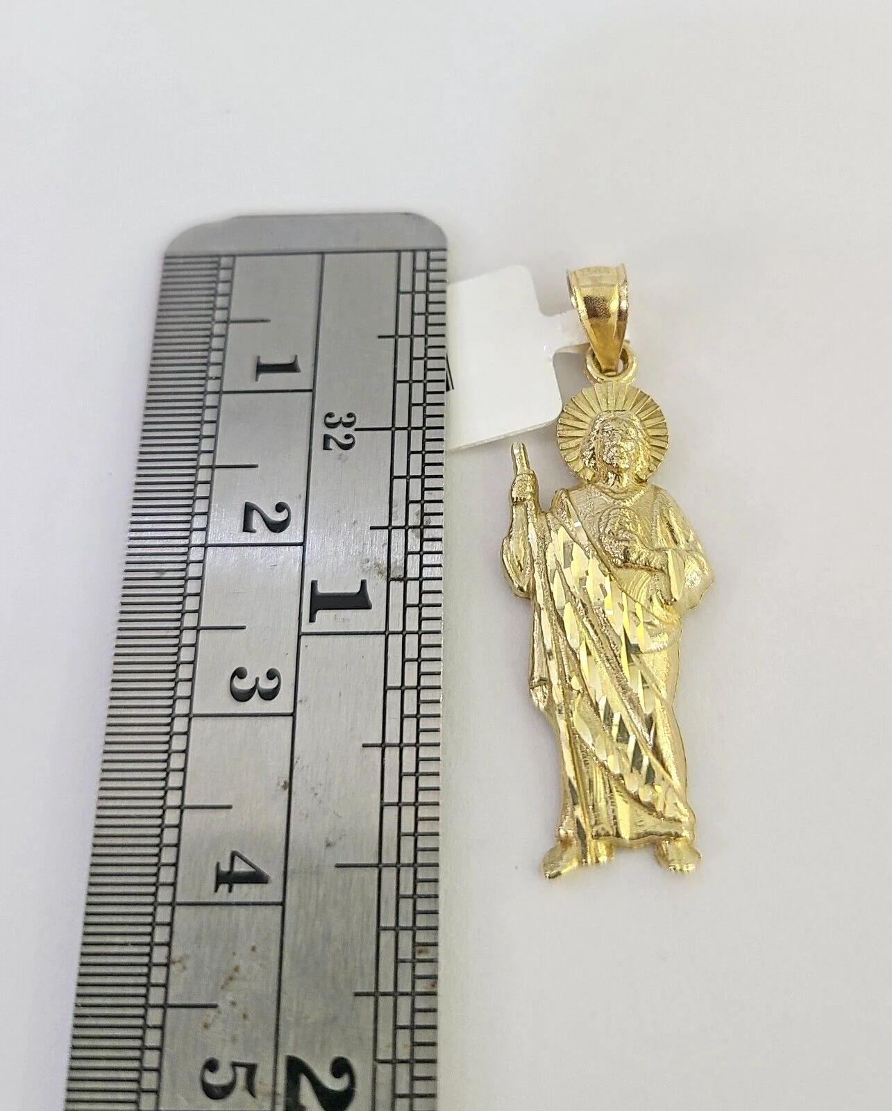 10k Solid Gold Cuban Curb Chain Saint Jude Pendant 2mm 18"-24" SET Necklace - Image 5