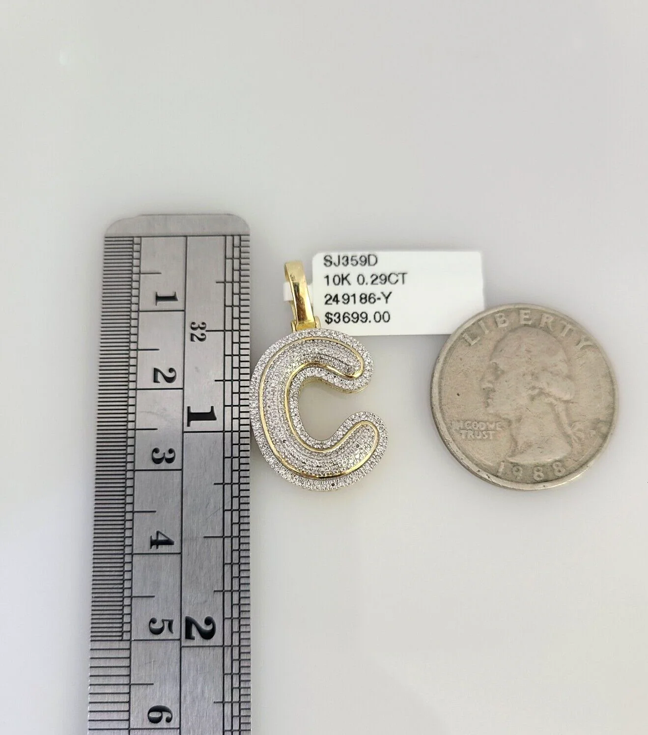 10K Solid Gold Miami Cuban Chain SET Diamond C Initial Charm 18"-26" 2.5mm - Image 3