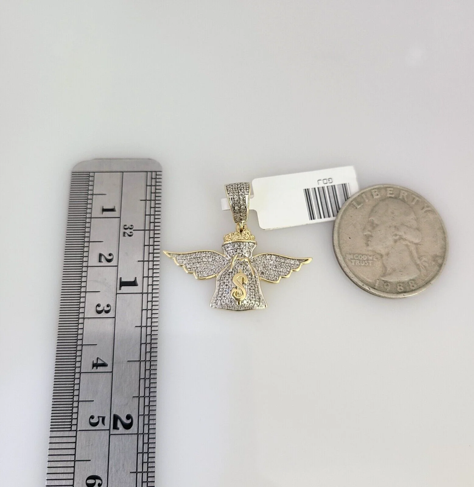 10K Solid Gold Miami Cuban Chain SET Diamond Money Bag Wing Charm 18"-26" 2.5mm - Image 2