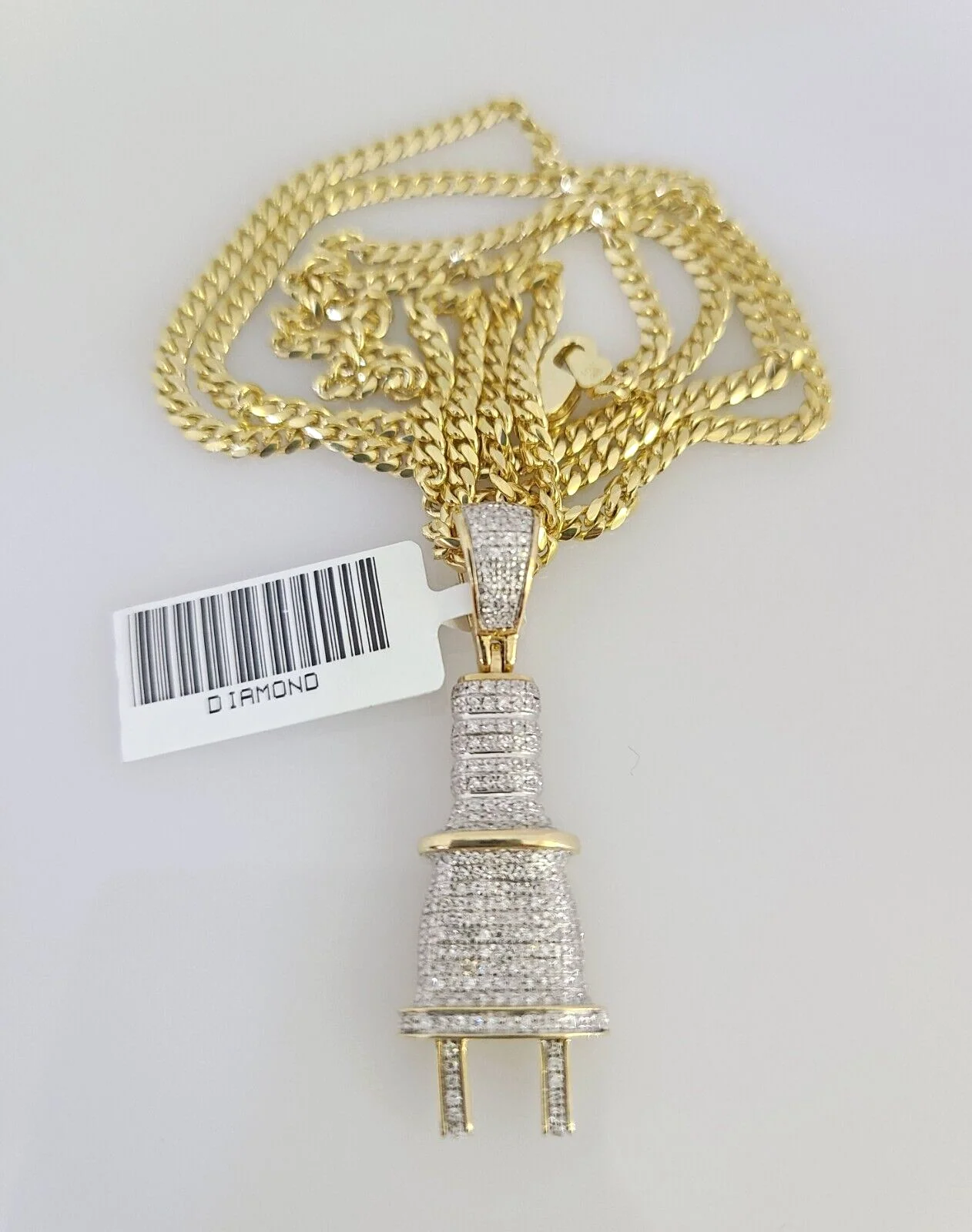 10K Solid Gold Miami Cuban Chain SET Diamond Plug Charm 18"-26" 2.5mm Necklace - Image 5