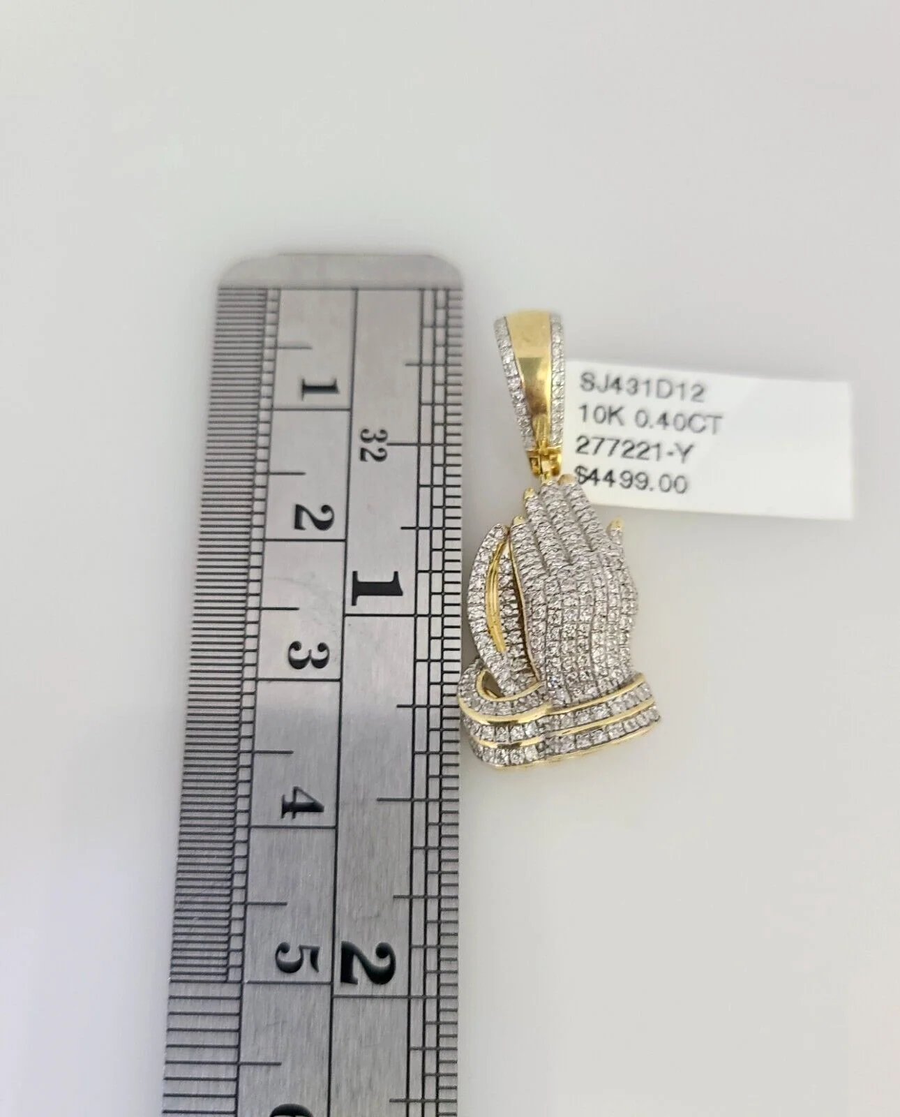 10K Solid Gold Miami Cuban Chain SET Diamond Praying Hands Charm 18"-26" 2.5mm - Image 2