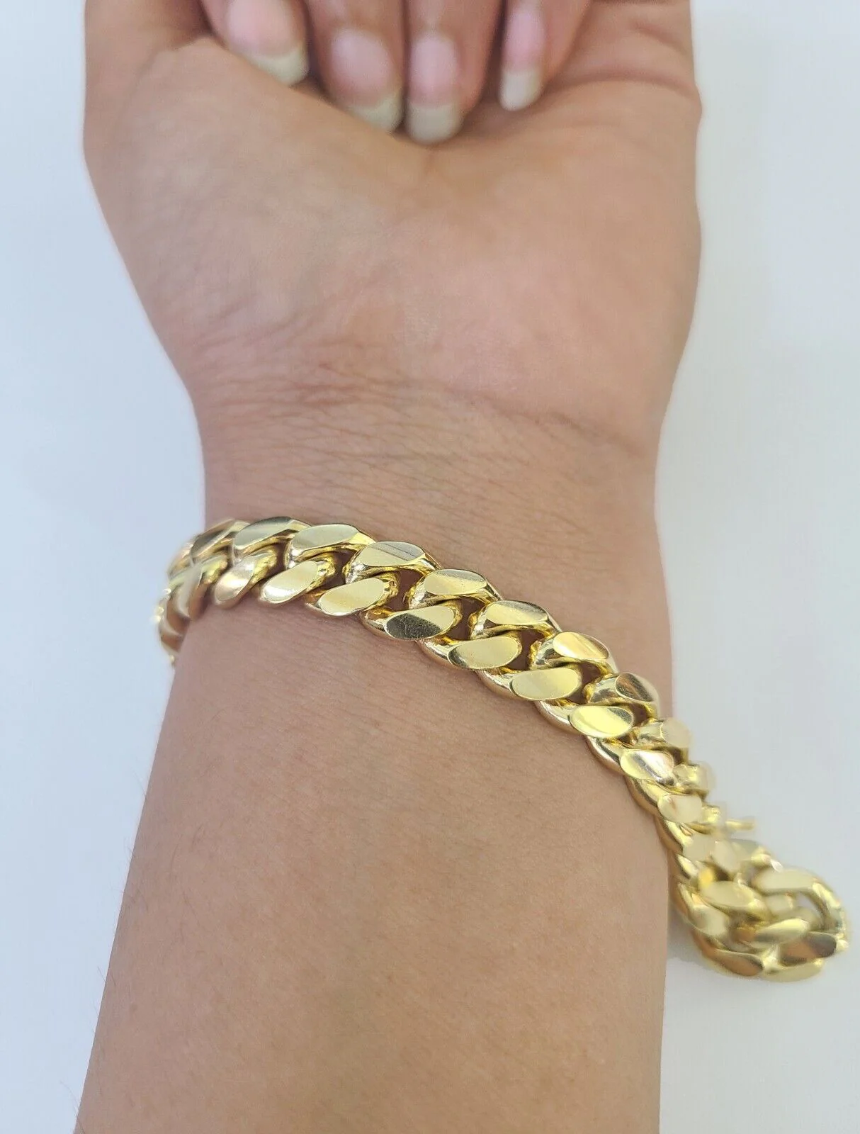 10k Solid Miami Cuban Link Bracelet 10mm 8" Box Lock 10kt Yellow Gold Real - Image 2