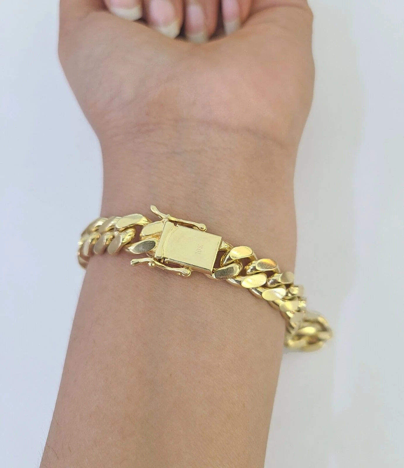 10k Solid Miami Cuban Link Bracelet 10mm 8" Box Lock 10kt Yellow Gold Real - Image 3