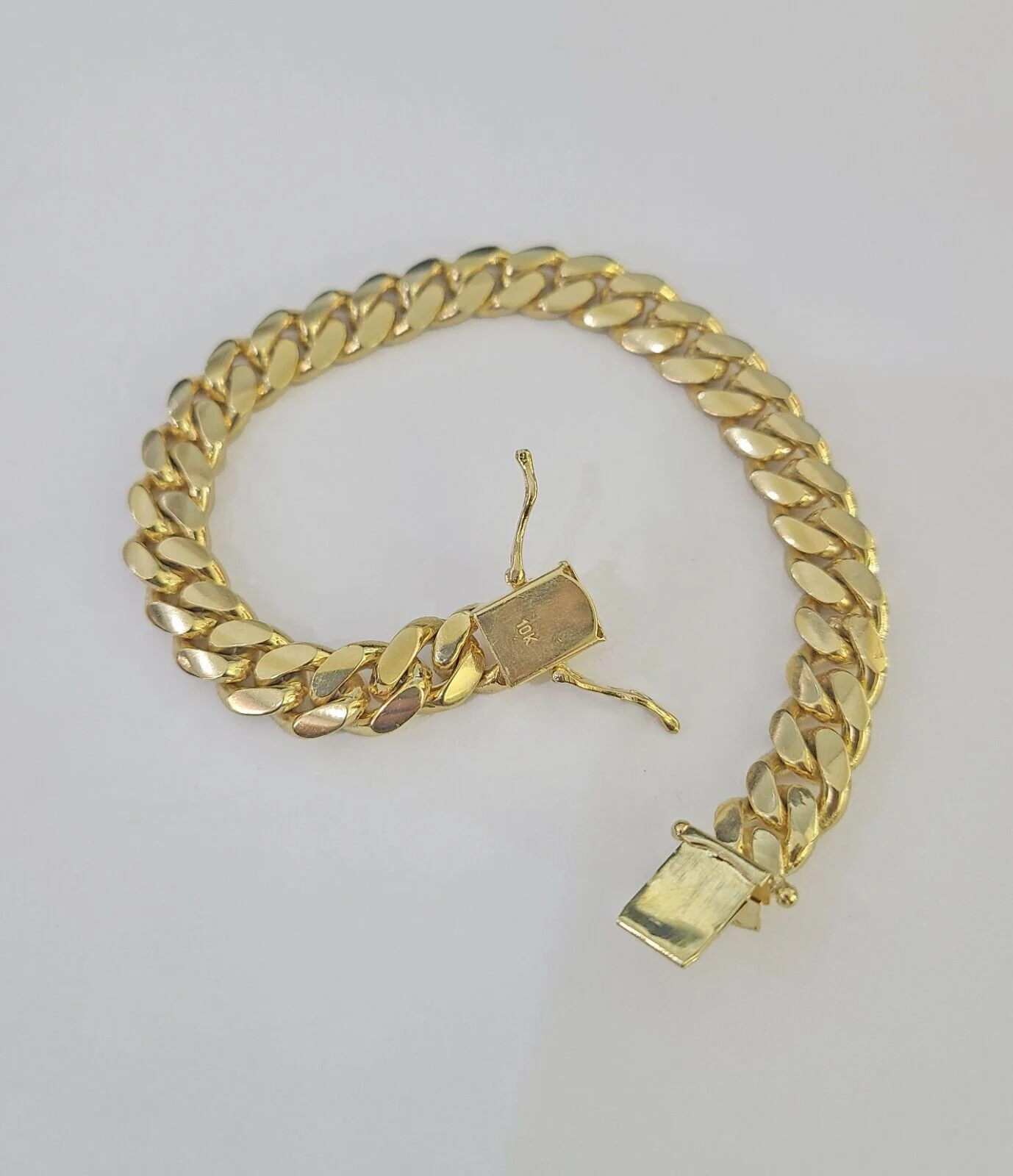 10k Solid Miami Cuban Link Bracelet 10mm 8" Box Lock 10kt Yellow Gold Real - Image 6