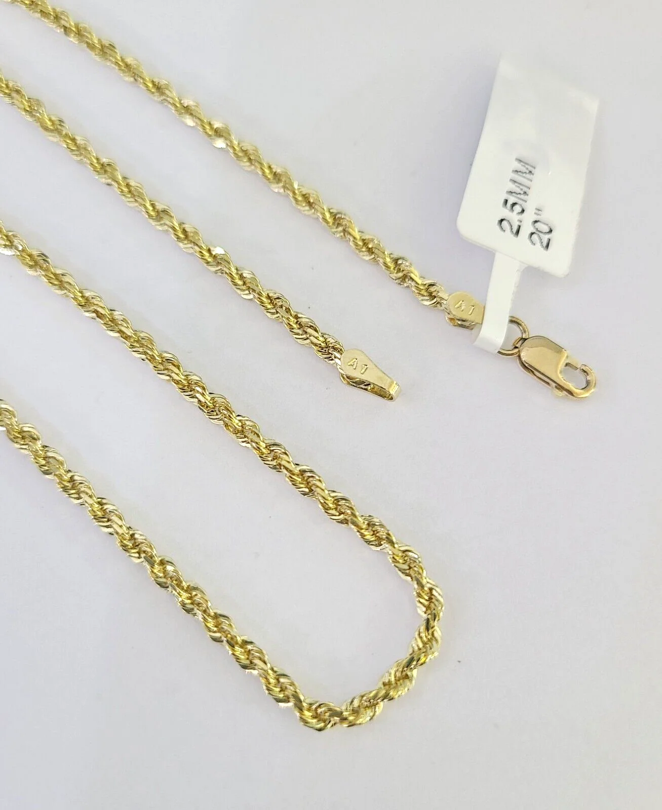 10k Solid Real Rope Chain Necklace 2.5mm 16"-24" Yellow Gold Men Women Genuine - Image 3