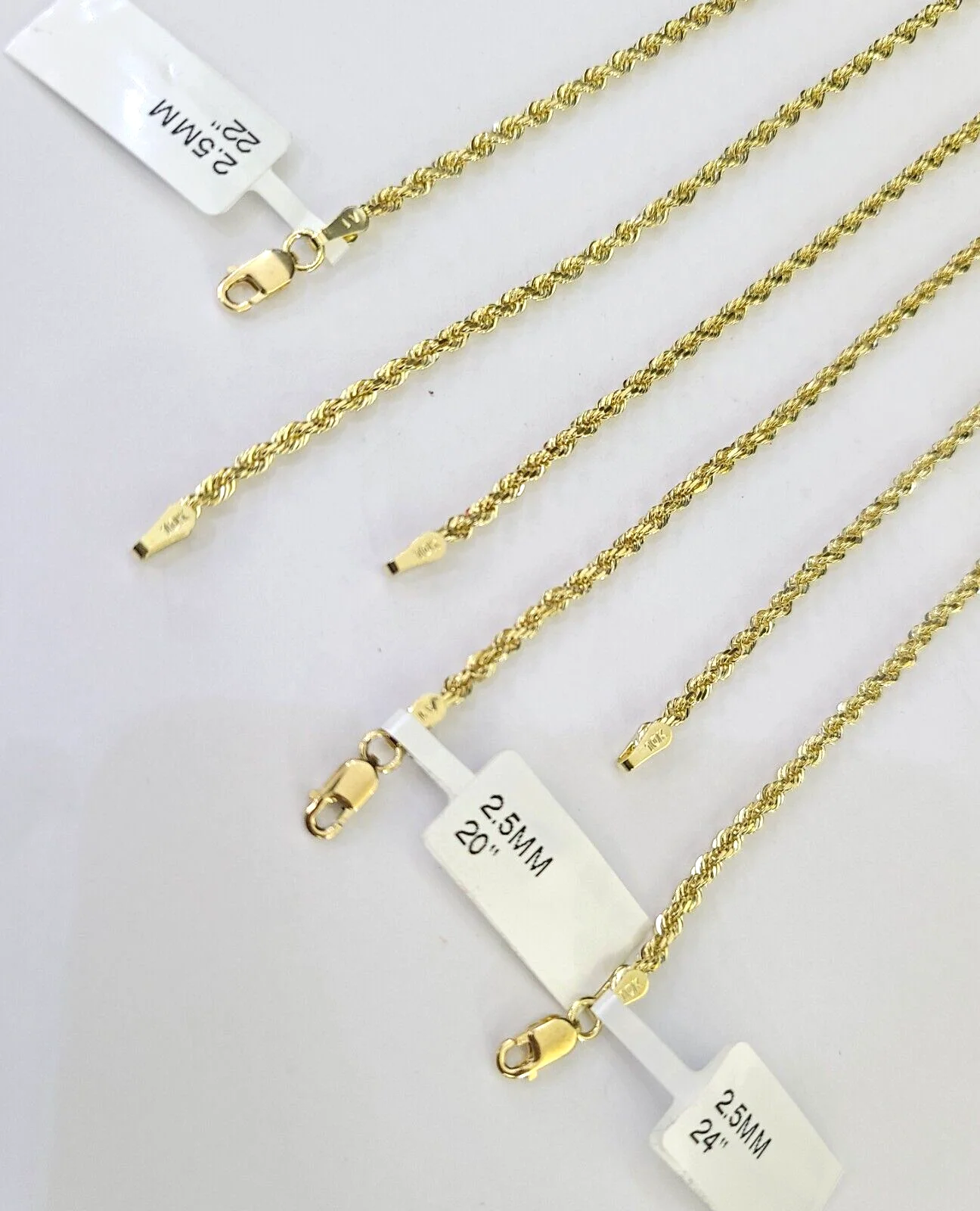 10k Solid Real Rope Chain Necklace 2.5mm 16"-24" Yellow Gold Men Women Genuine - Image 6