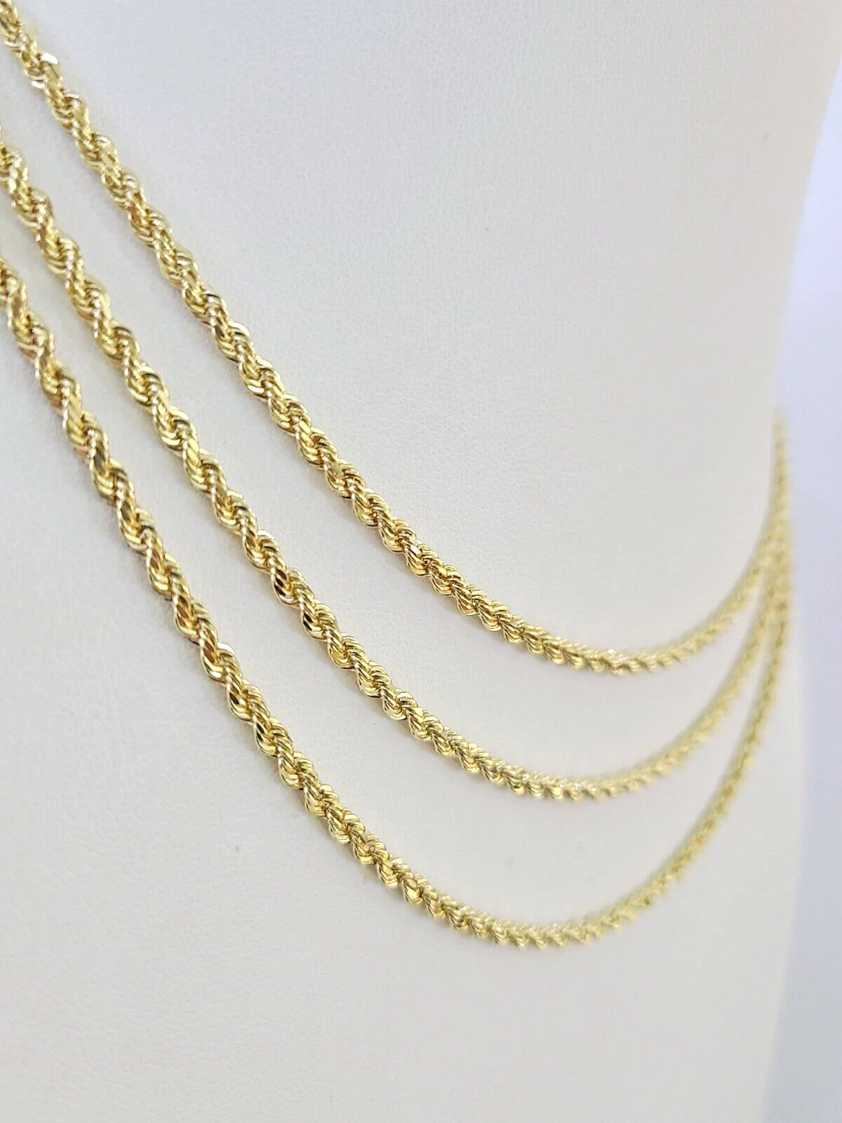 10k Solid Real Rope Chain Necklace 3mm 18"-26" Yellow Gold Men Women Genuine - Image 5