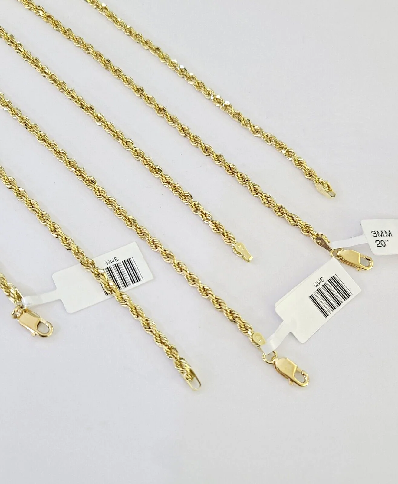 10k Solid Real Rope Chain Necklace 3mm 18"-26" Yellow Gold Men Women Genuine - Image 7