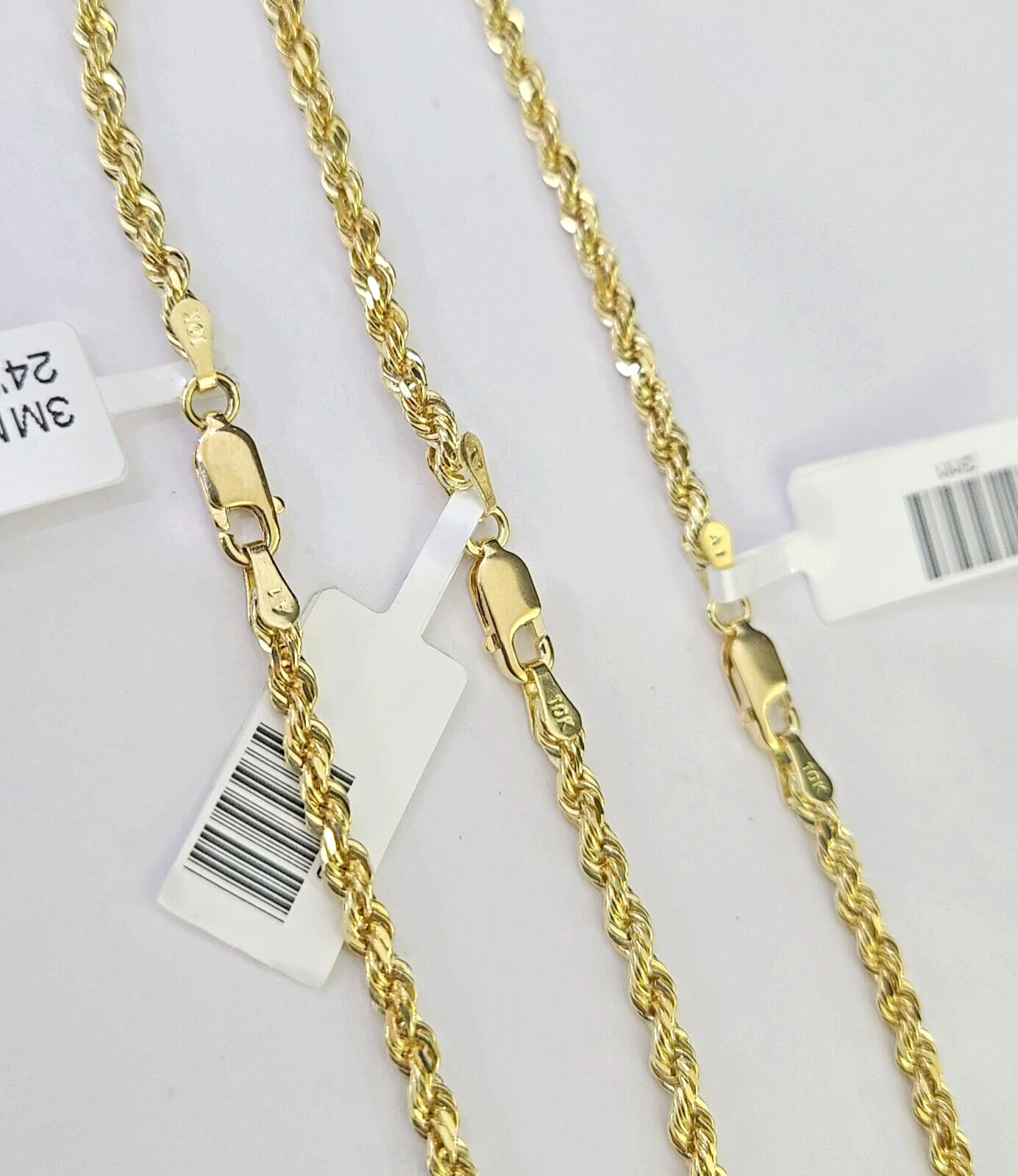 10k Solid Real Rope Chain Necklace 3mm 18"-26" Yellow Gold Men Women Genuine - Image 8