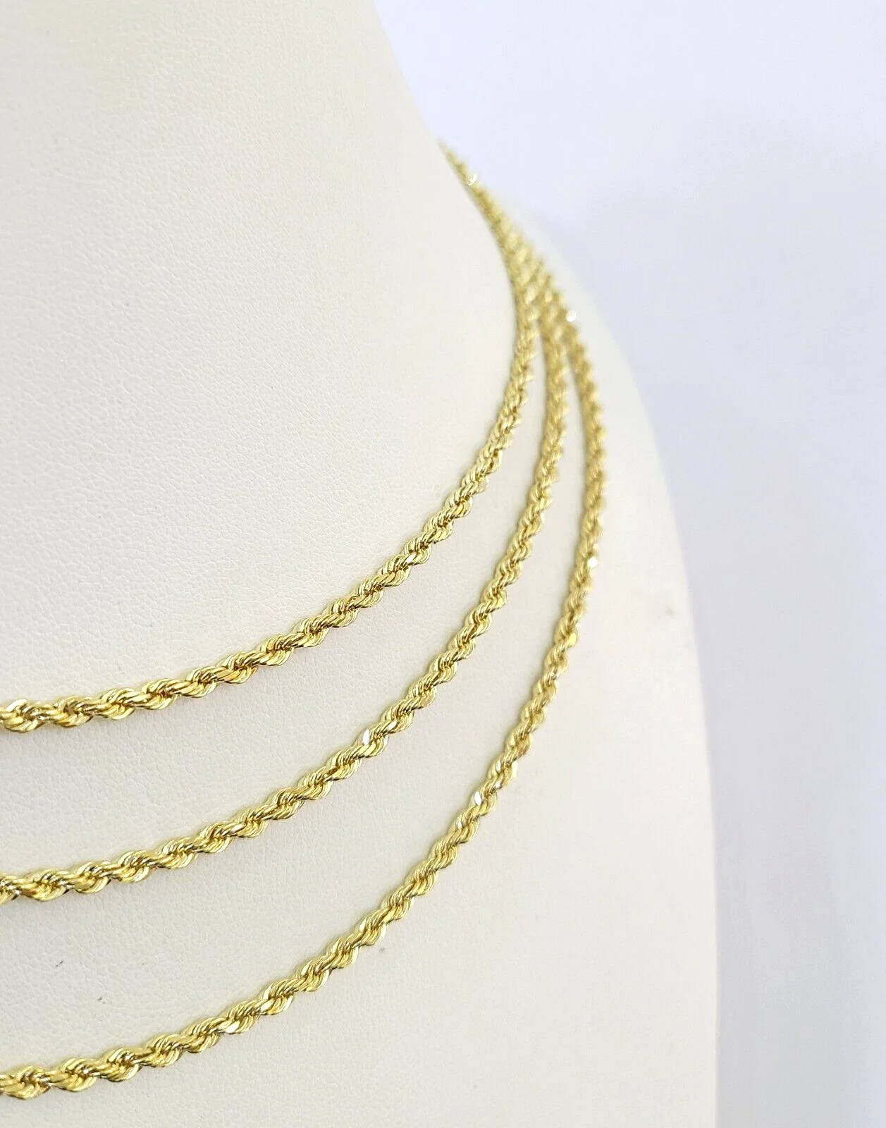 10k Solid Real Rope Chain Necklace 4mm 18"-30" Yellow Gold Men Women Genuine - Image 3