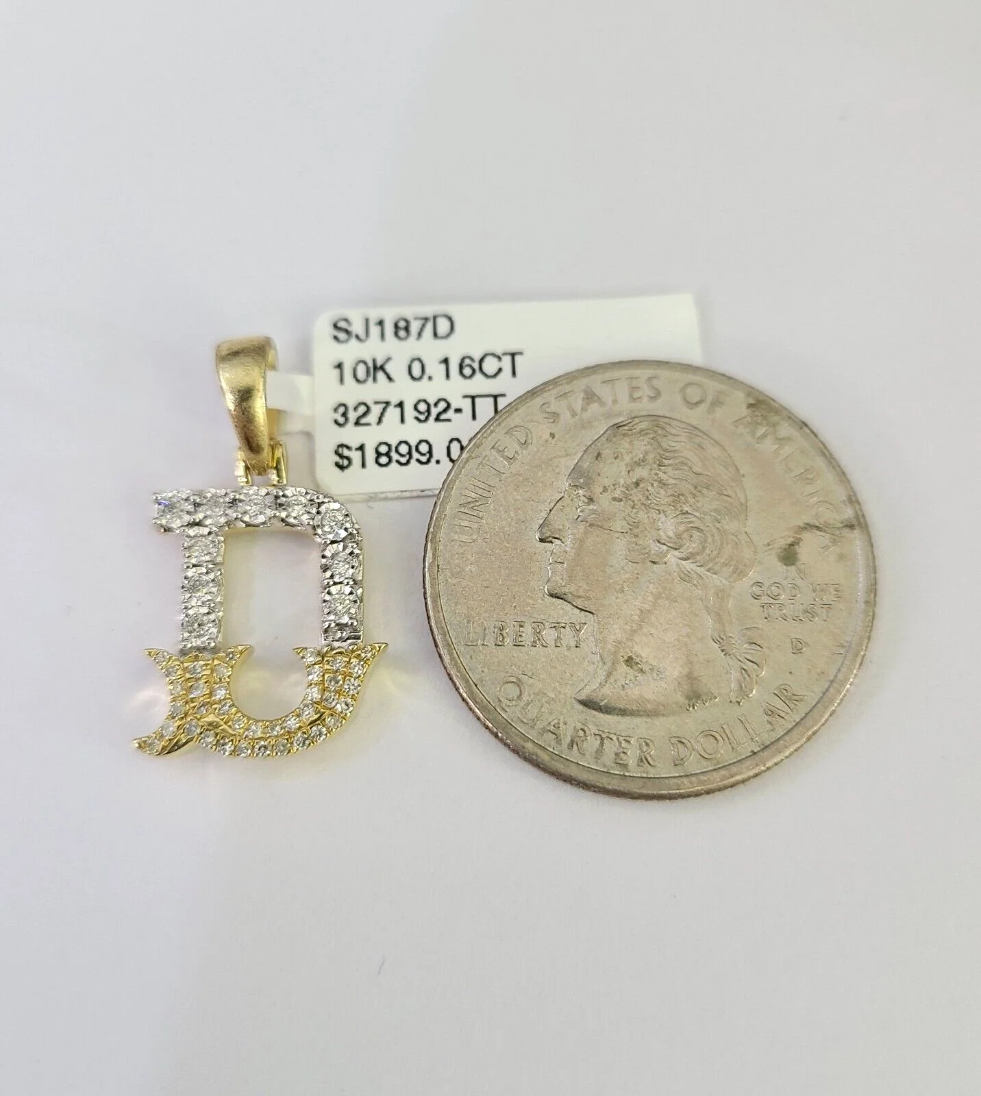 10k Solid Rope Chain 2mm D Initial Diamond Pendant Charm Necklace SET 18-22 in - Image 4
