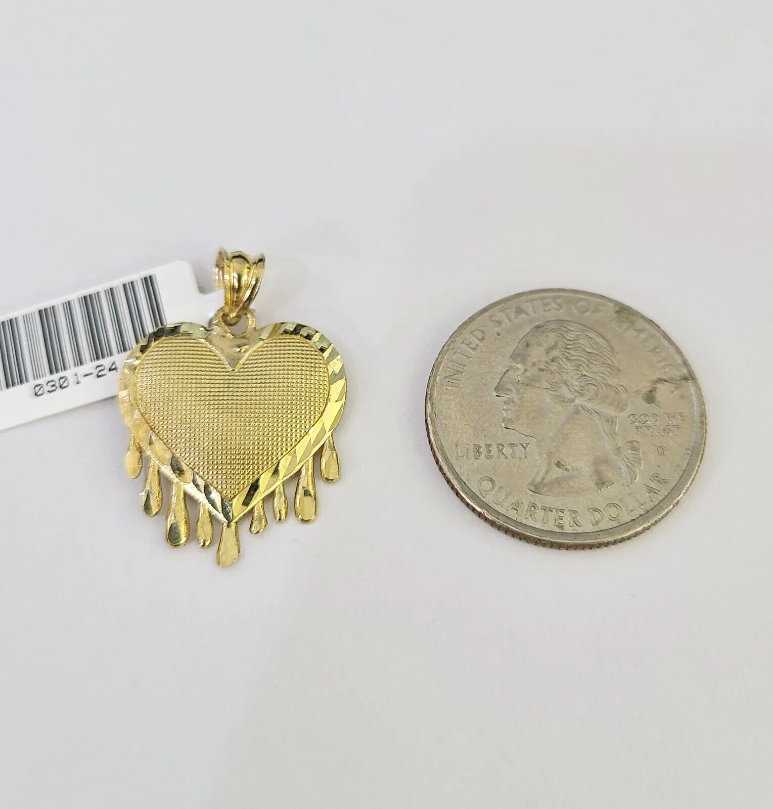 10k Solid Rope Chain 2mm Dripping Heart Pendant Charm Necklace SET 16-22" Ladies - Image 5