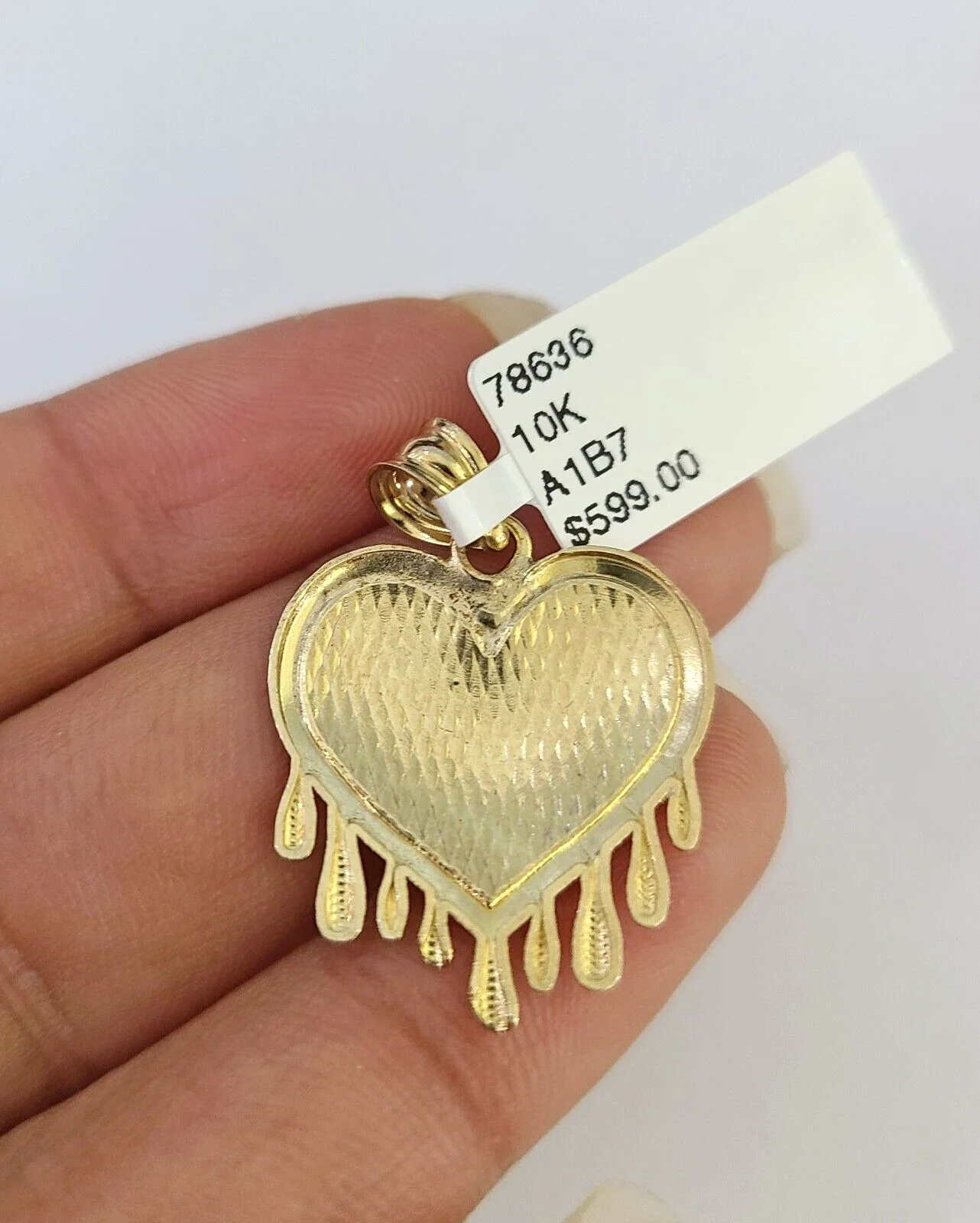 10k Solid Rope Chain 2mm Dripping Heart Pendant Charm Necklace SET 16-22" Ladies - Image 7