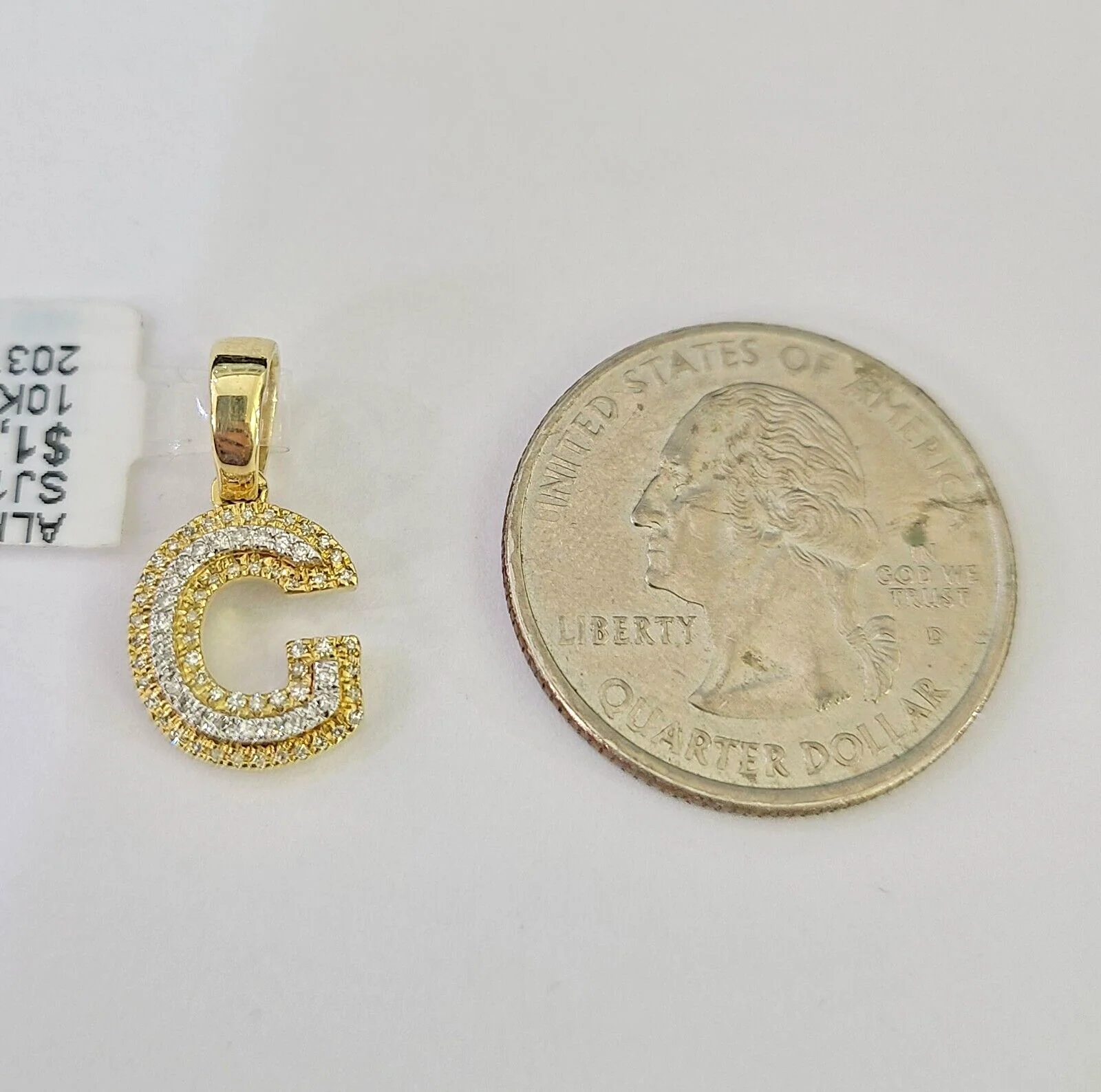 10k Solid Rope Chain 2mm G Initial Diamond Pendant Charm Necklace SET 18-22 in - Image 4