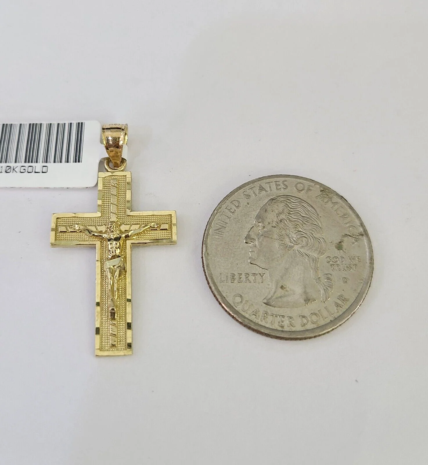10k Solid Rope Chain 2mm Jesus Crucifix Cross Pendant Charm Necklace SET 18-24" - Image 4