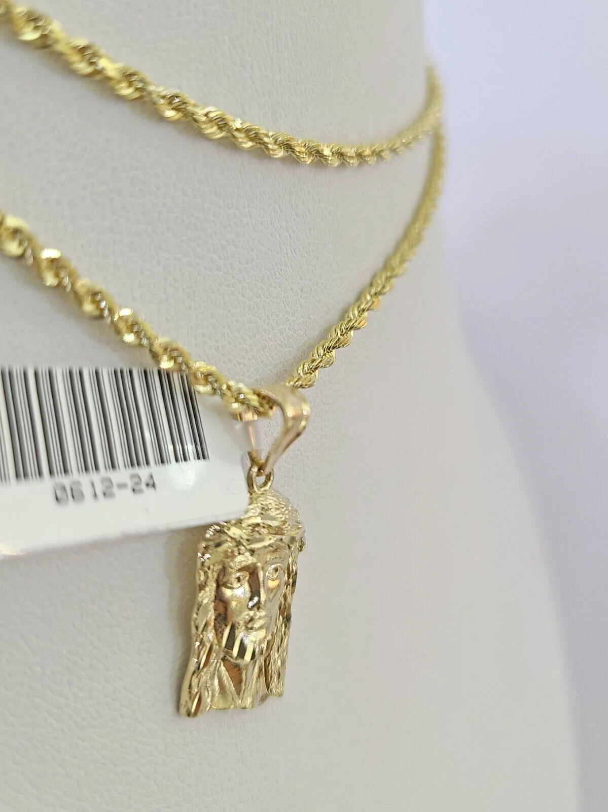 10k Solid Rope Chain 2mm Jesus Head Pendant Charm Necklace SET 18-22 in Ladies - Image 6